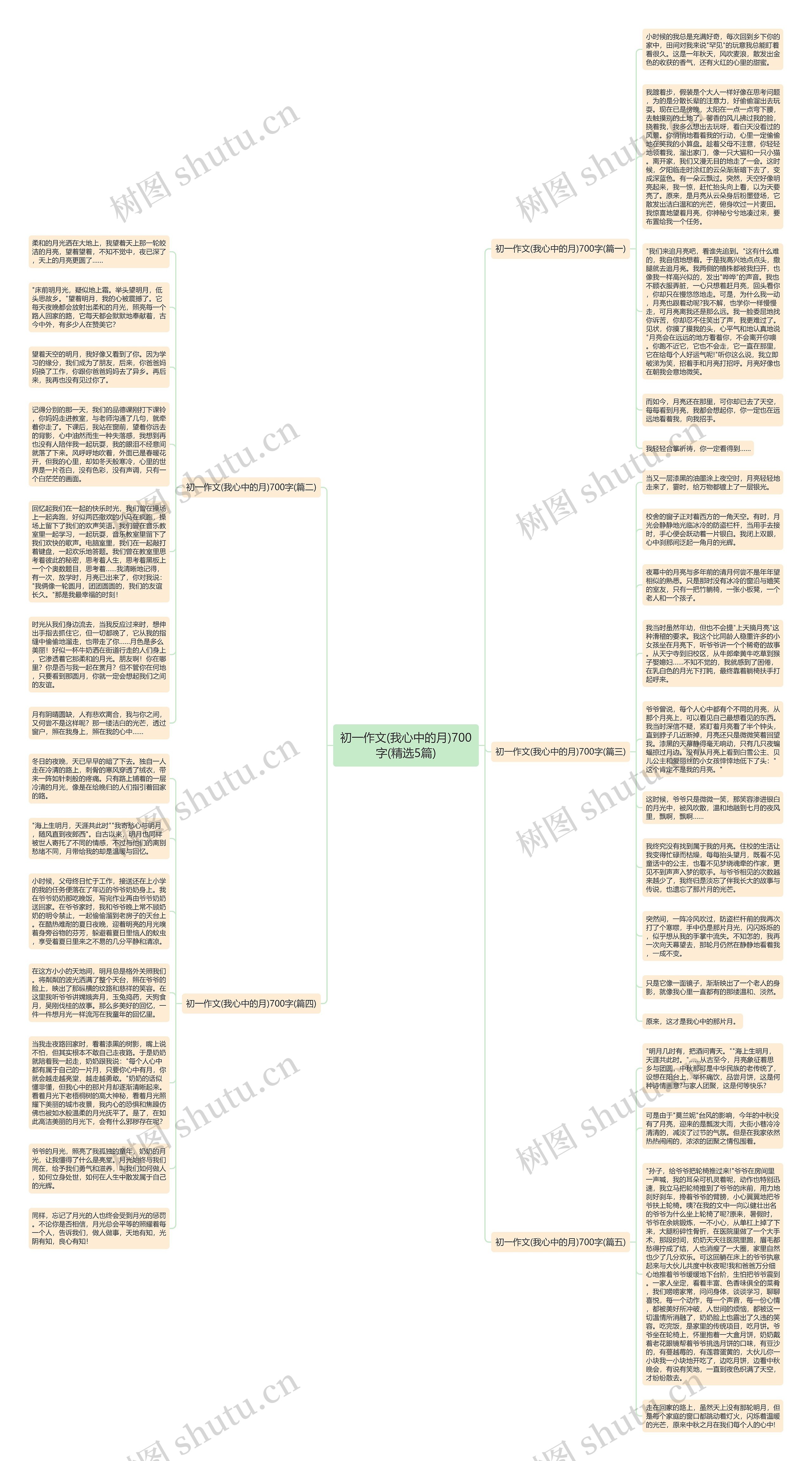 初一作文(我心中的月)700字(精选5篇)思维导图