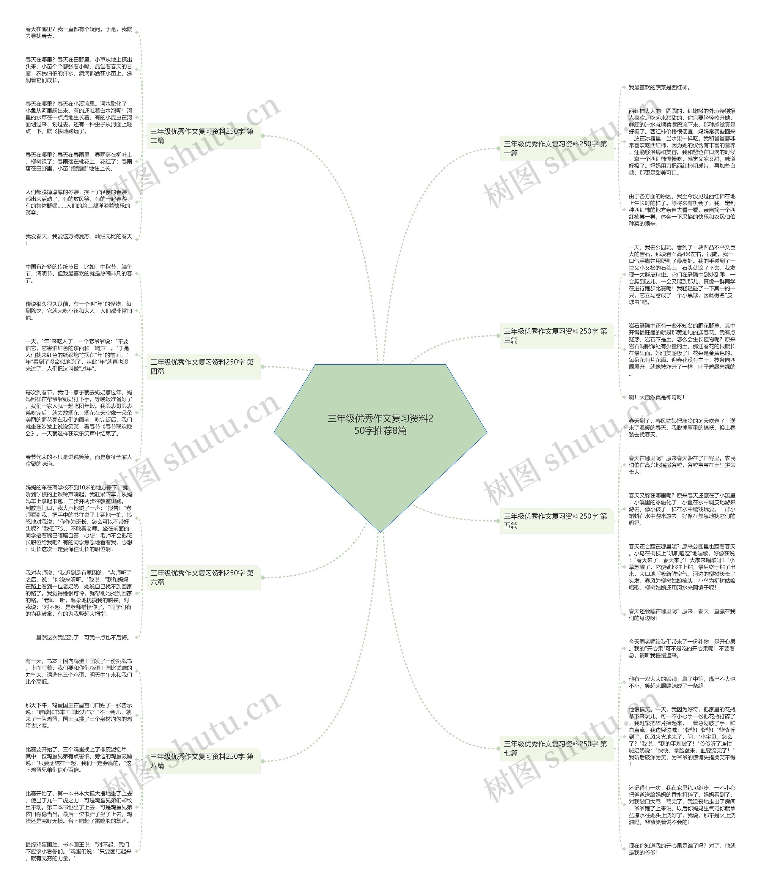 三年级优秀作文复习资料250字推荐8篇思维导图