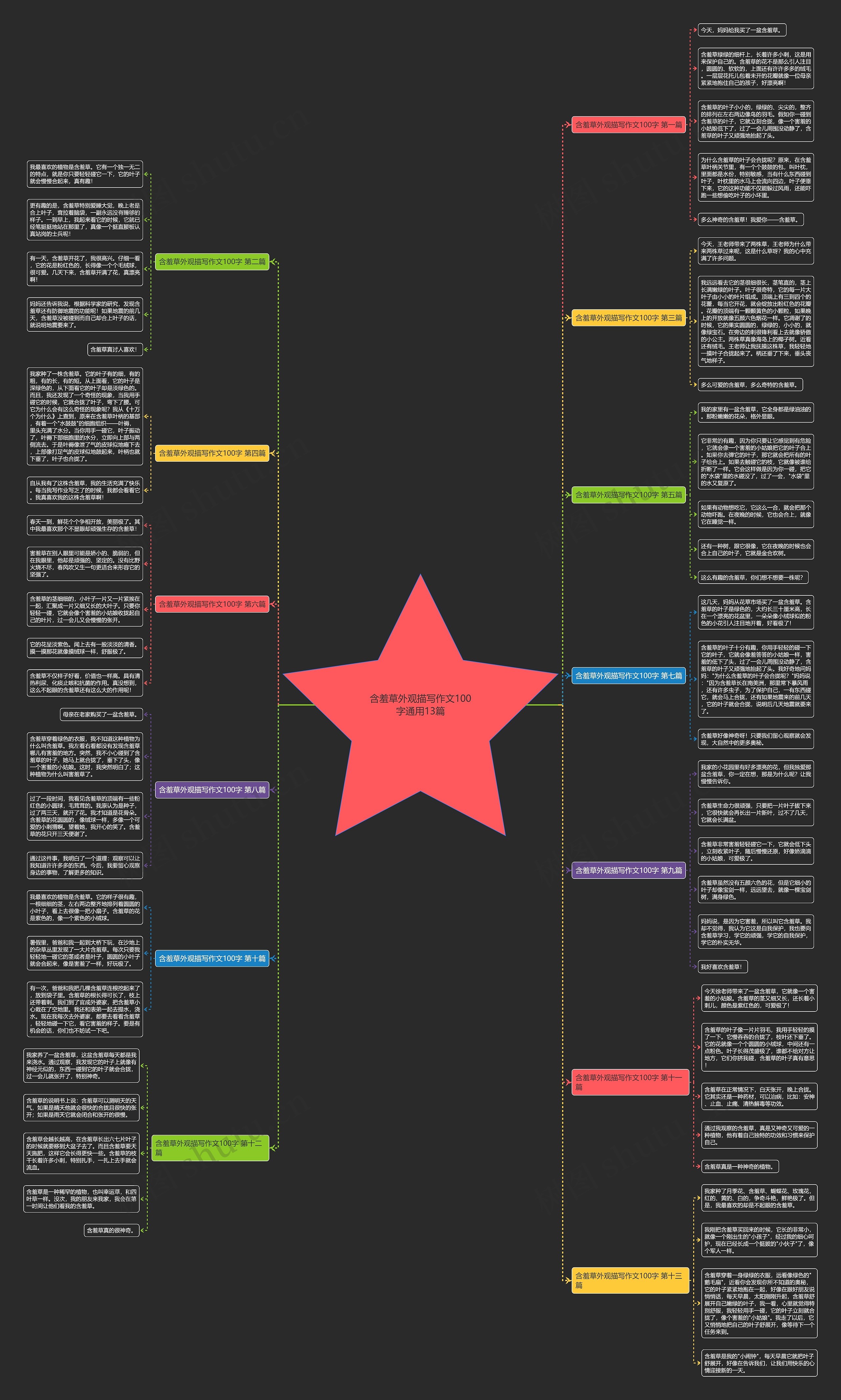 含羞草外观描写作文100字通用13篇思维导图