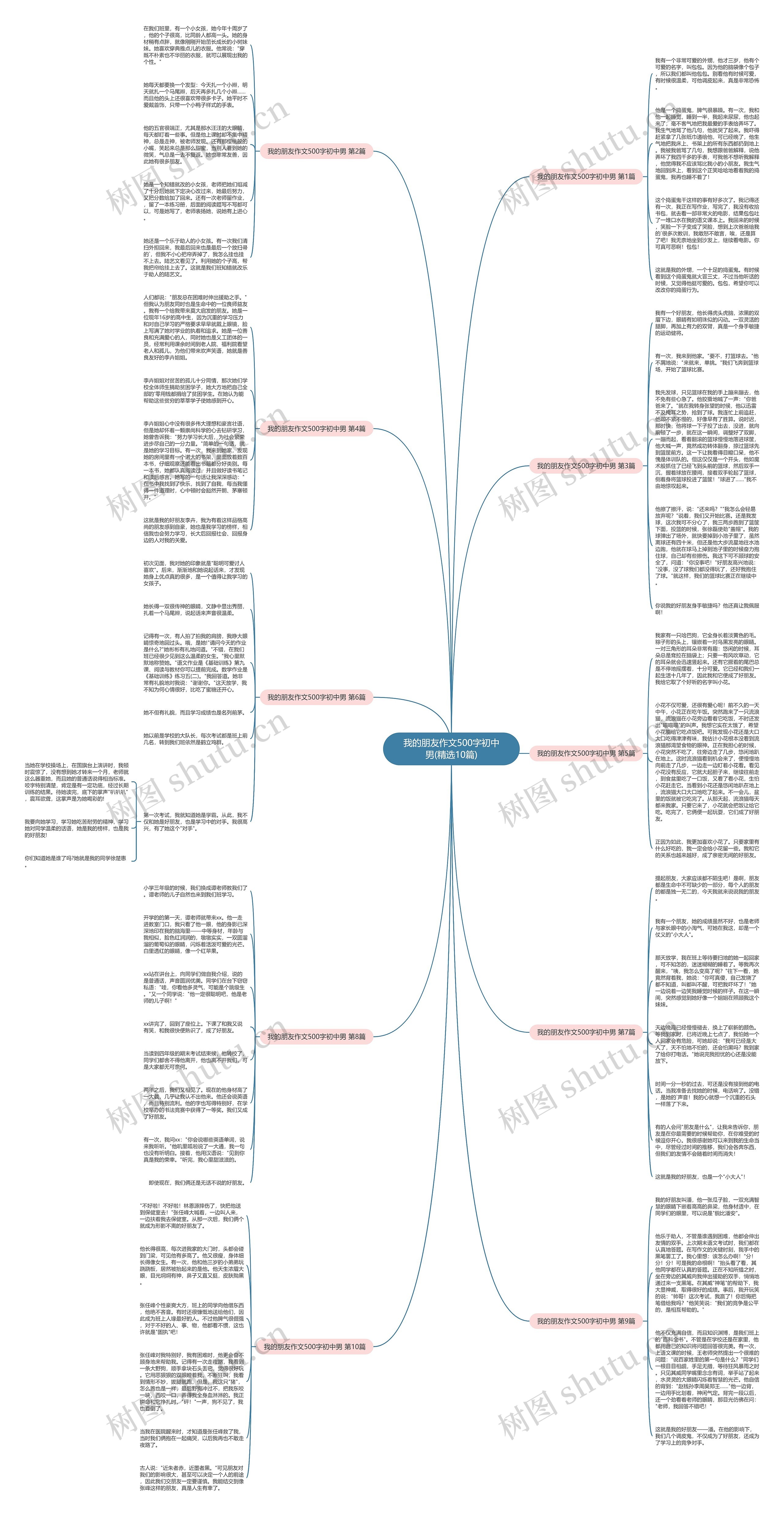 我的朋友作文500字初中男(精选10篇)思维导图