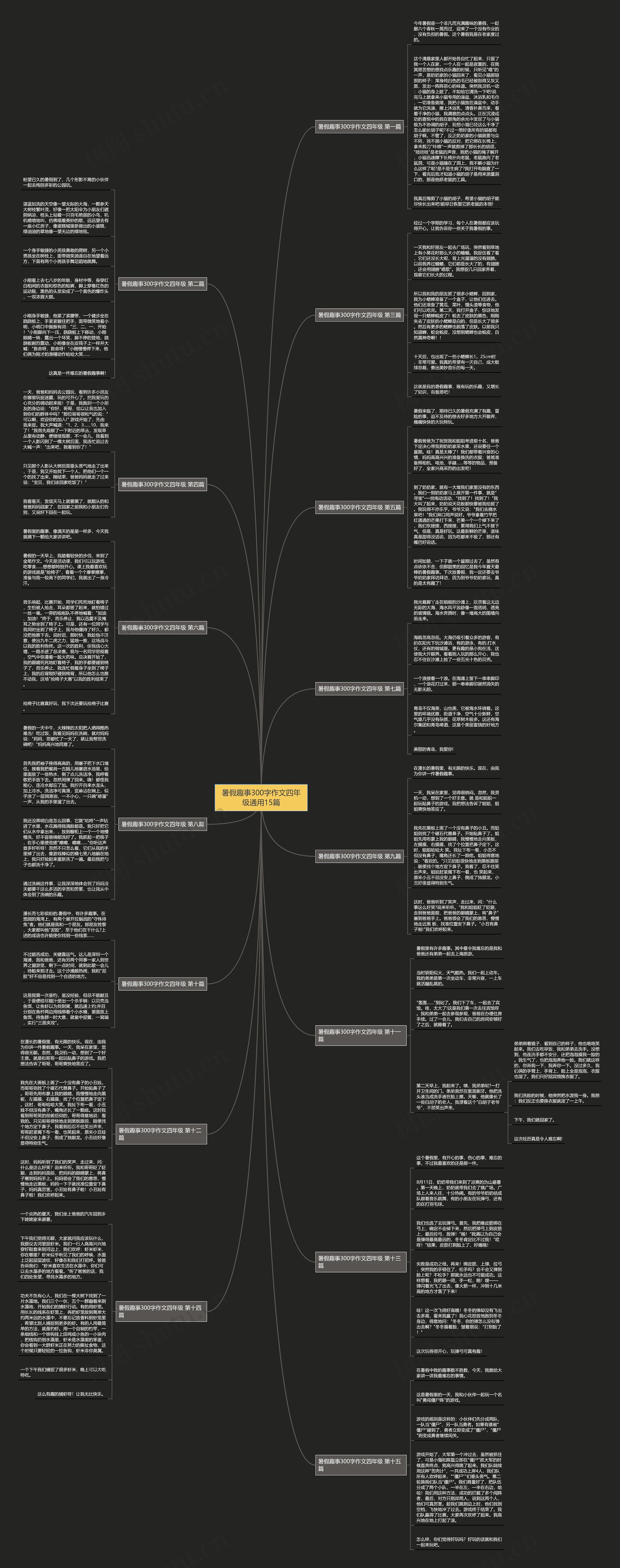 暑假趣事300字作文四年级通用15篇思维导图