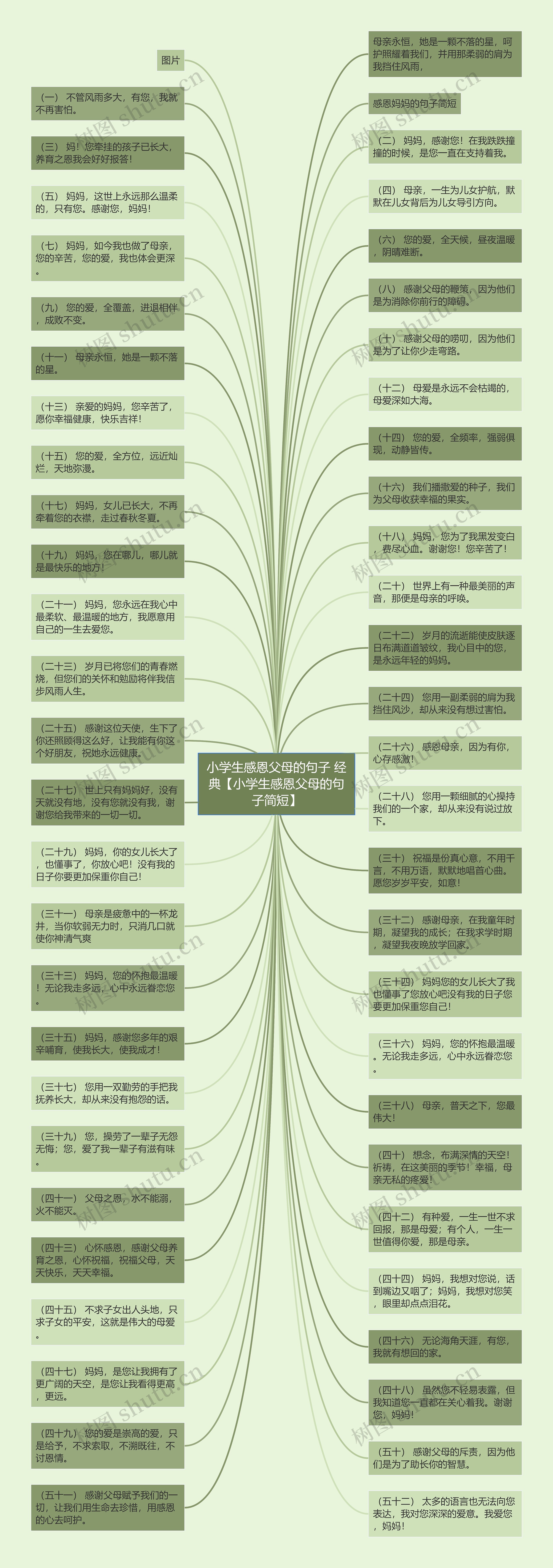 小学生感恩父母的句子 经典【小学生感恩父母的句子简短】思维导图