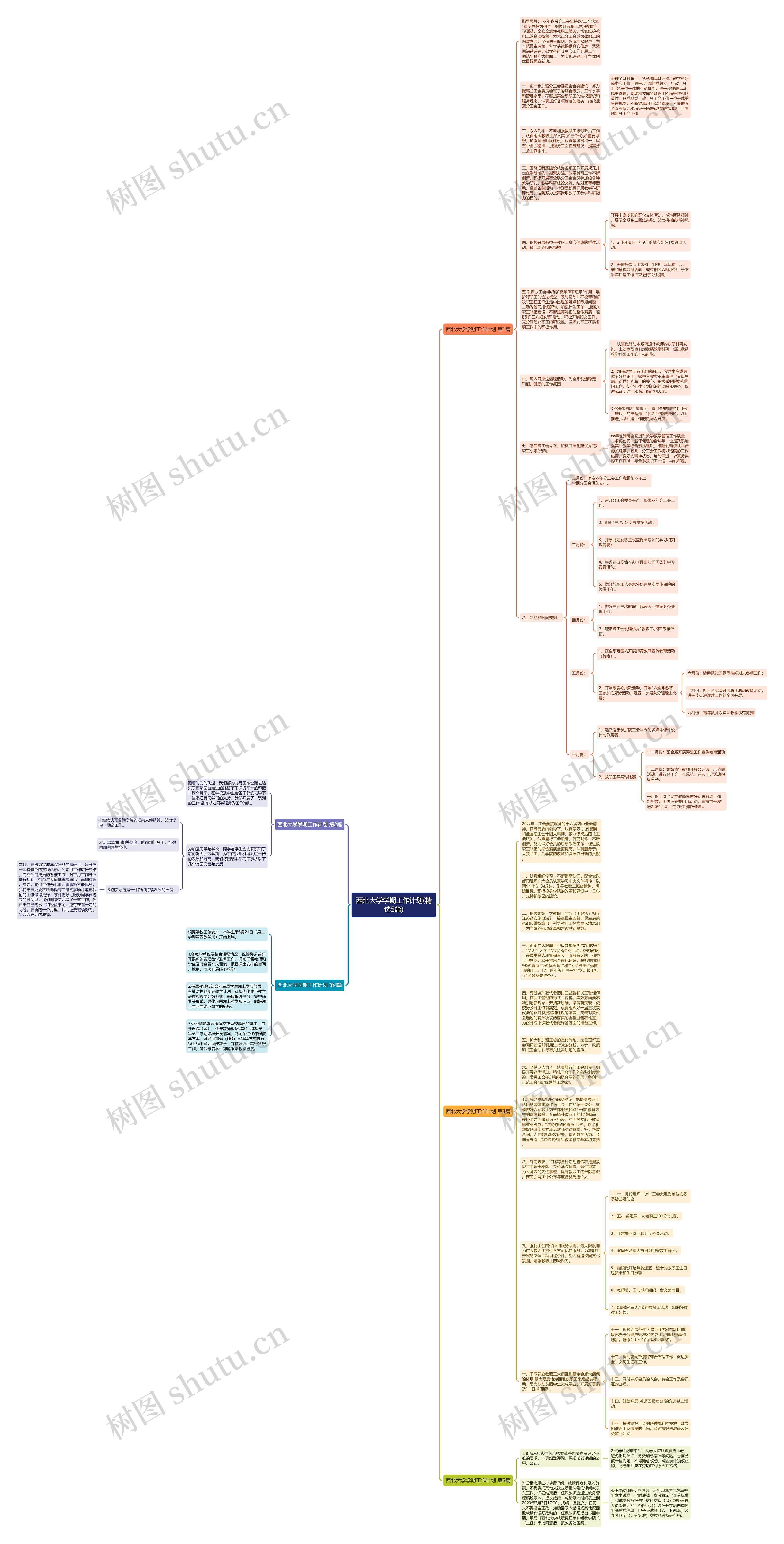西北大学学期工作计划(精选5篇)思维导图