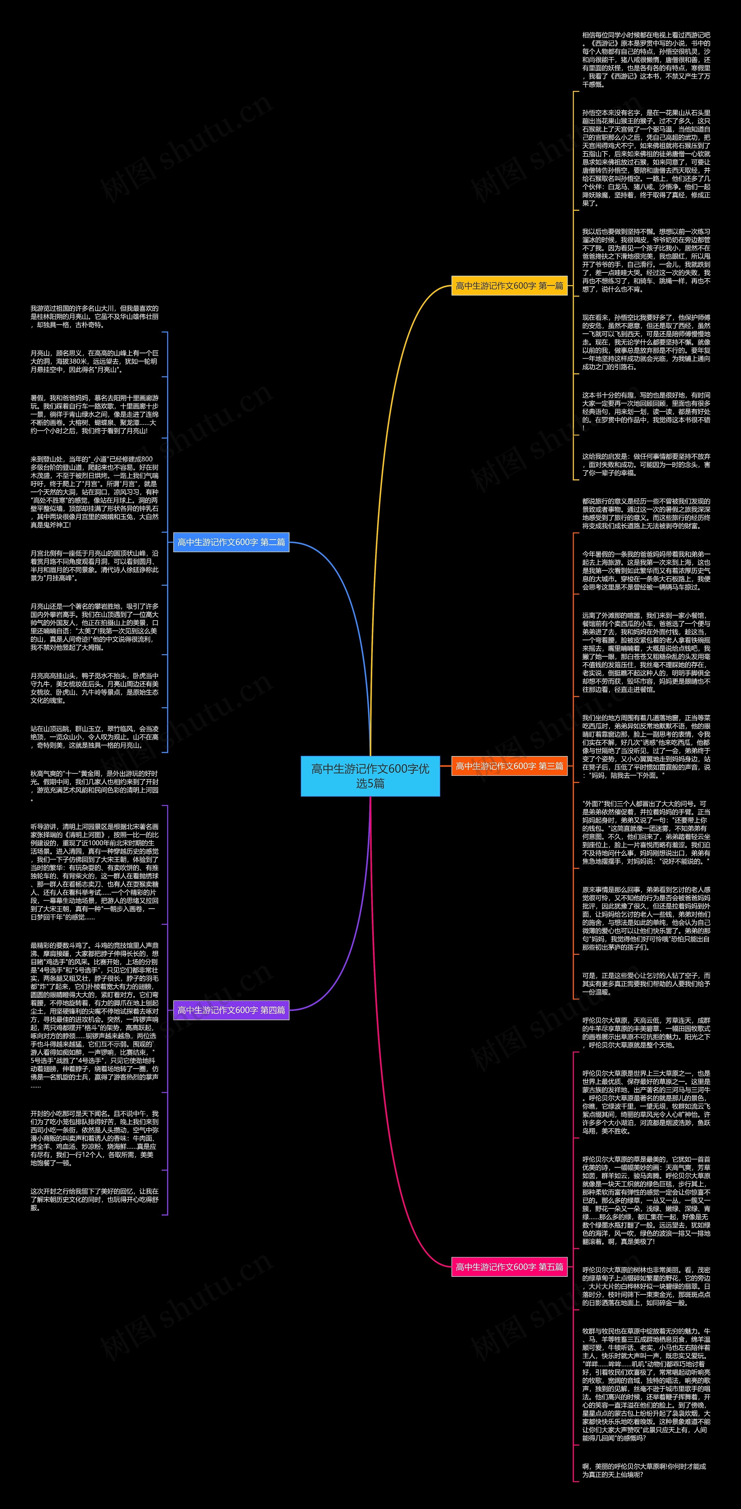 高中生游记作文600字优选5篇思维导图