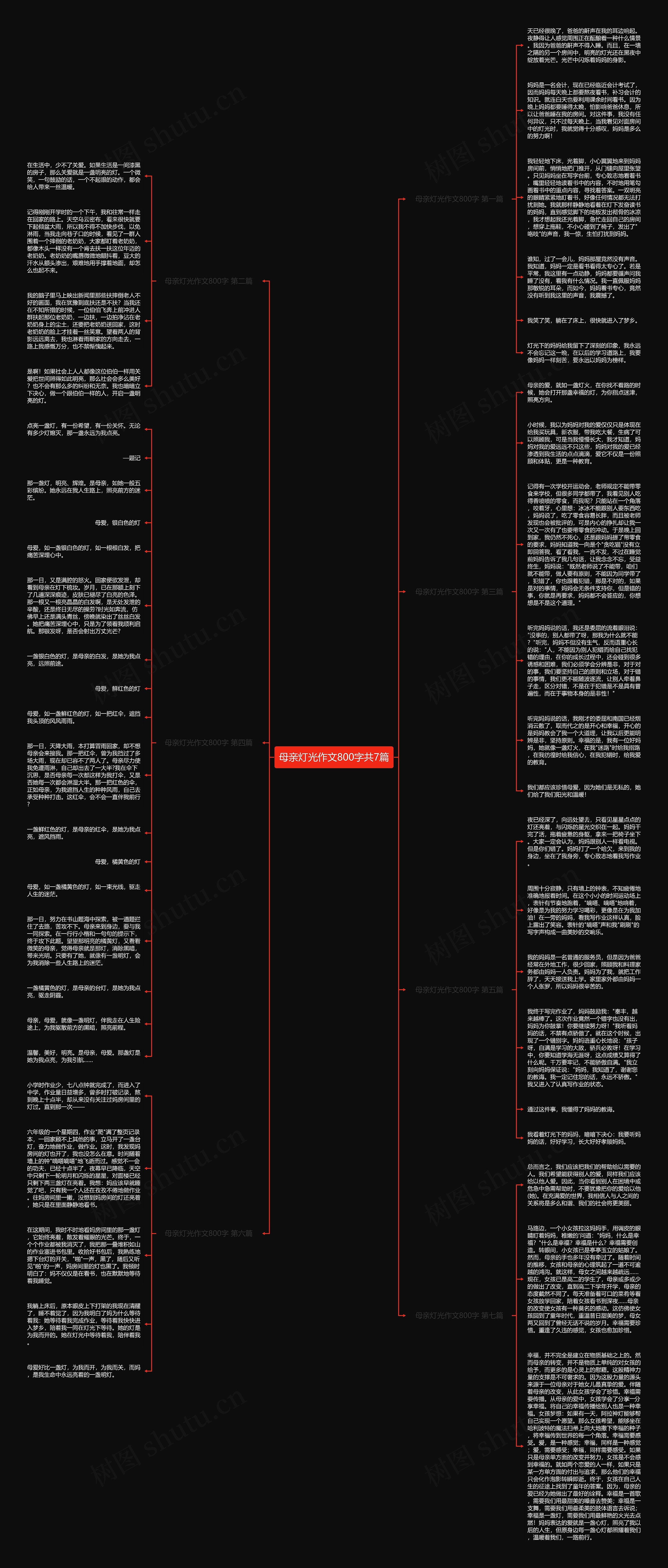 母亲灯光作文800字共7篇思维导图