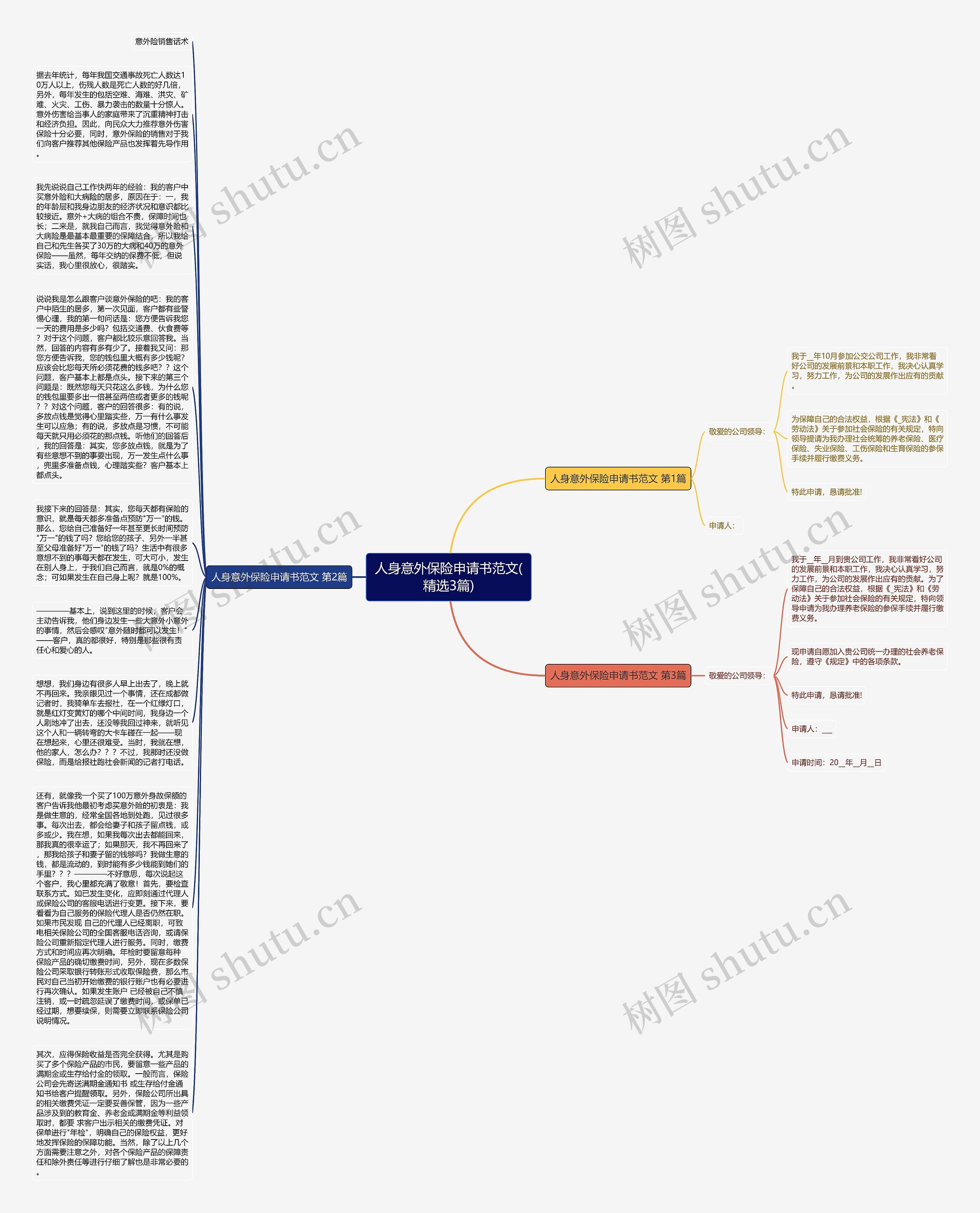 人身意外保险申请书范文(精选3篇)思维导图