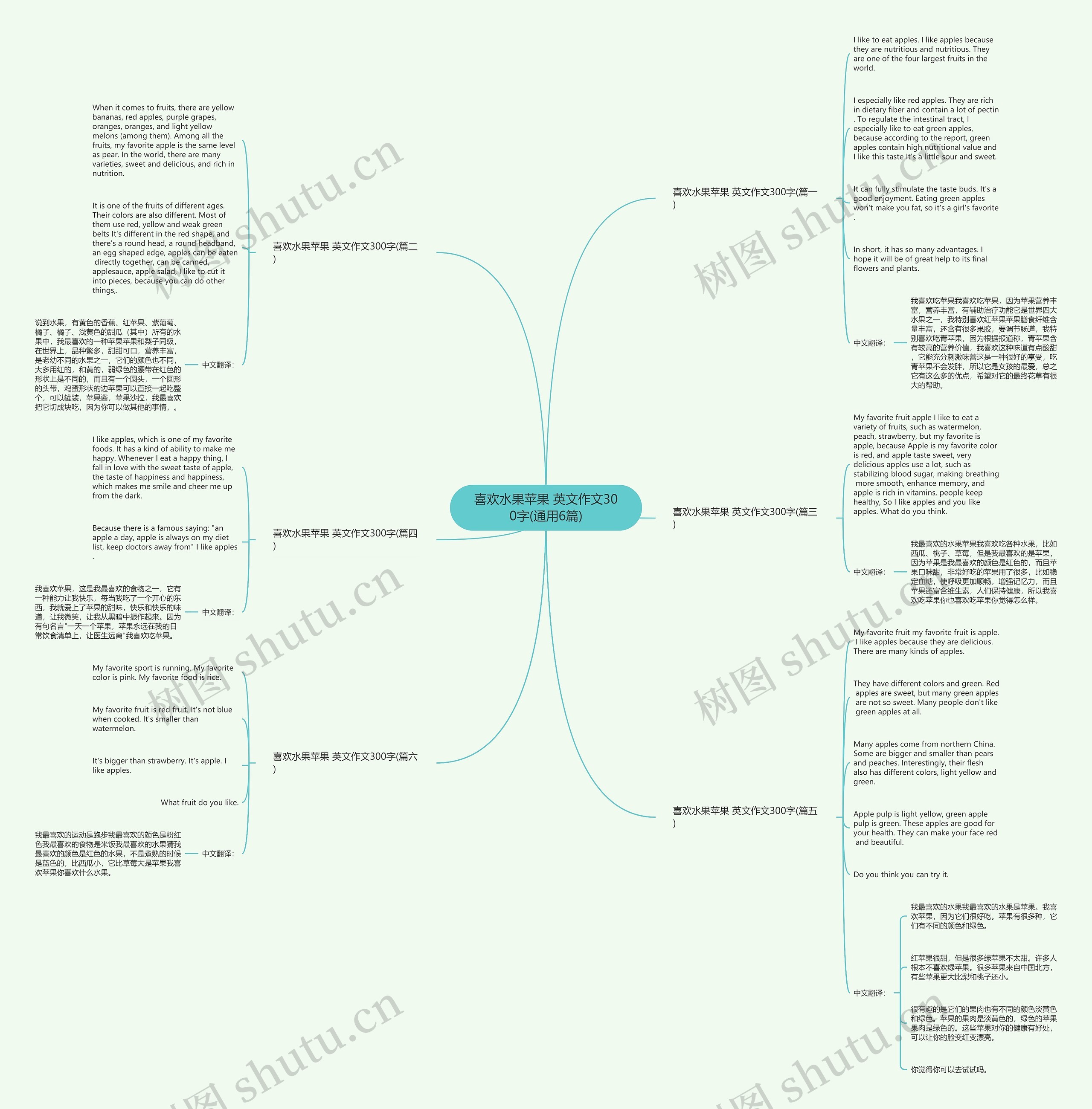 喜欢水果苹果 英文作文300字(通用6篇)思维导图