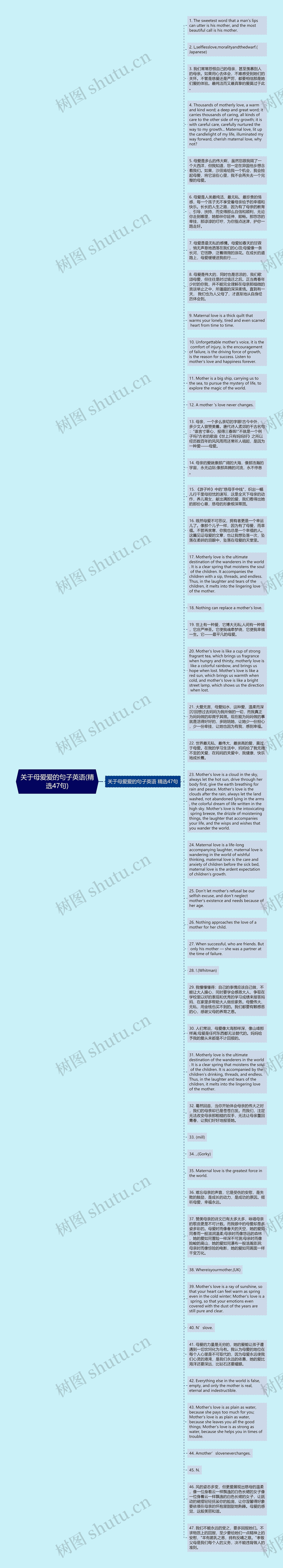 关于母爱爱的句子英语(精选47句)思维导图