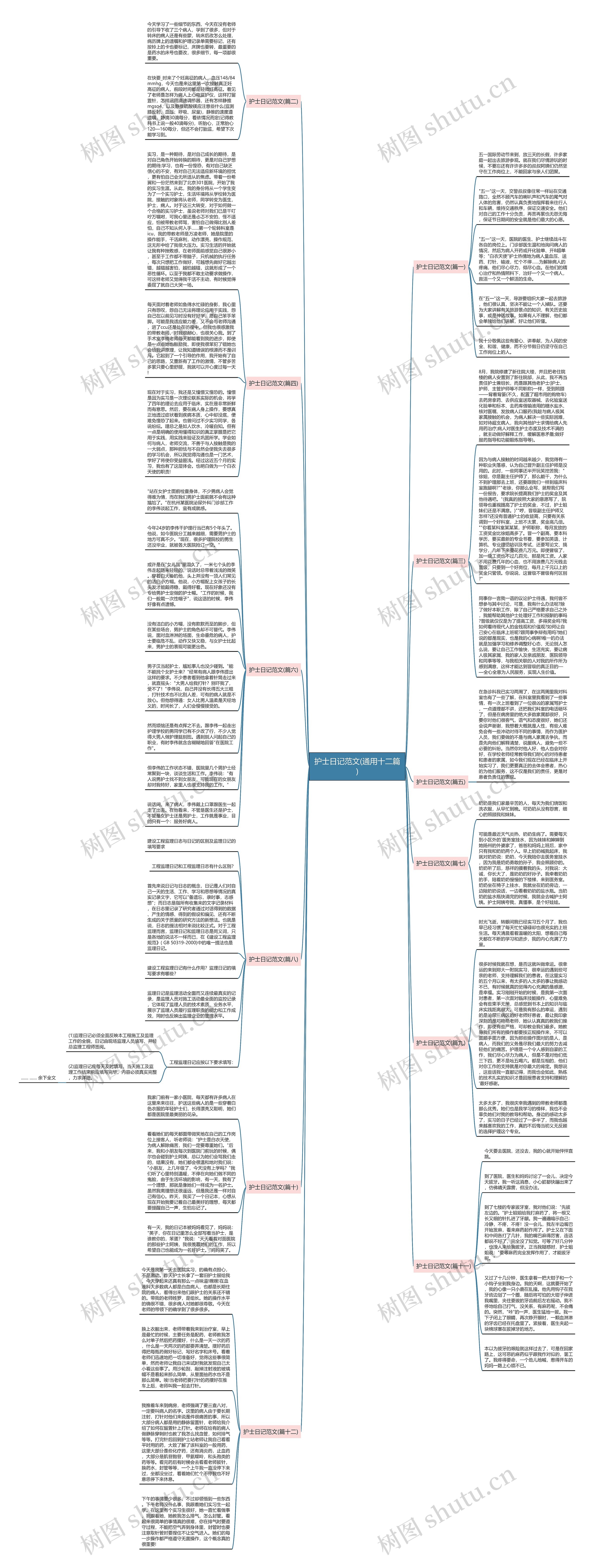 护士日记范文(通用十二篇)思维导图