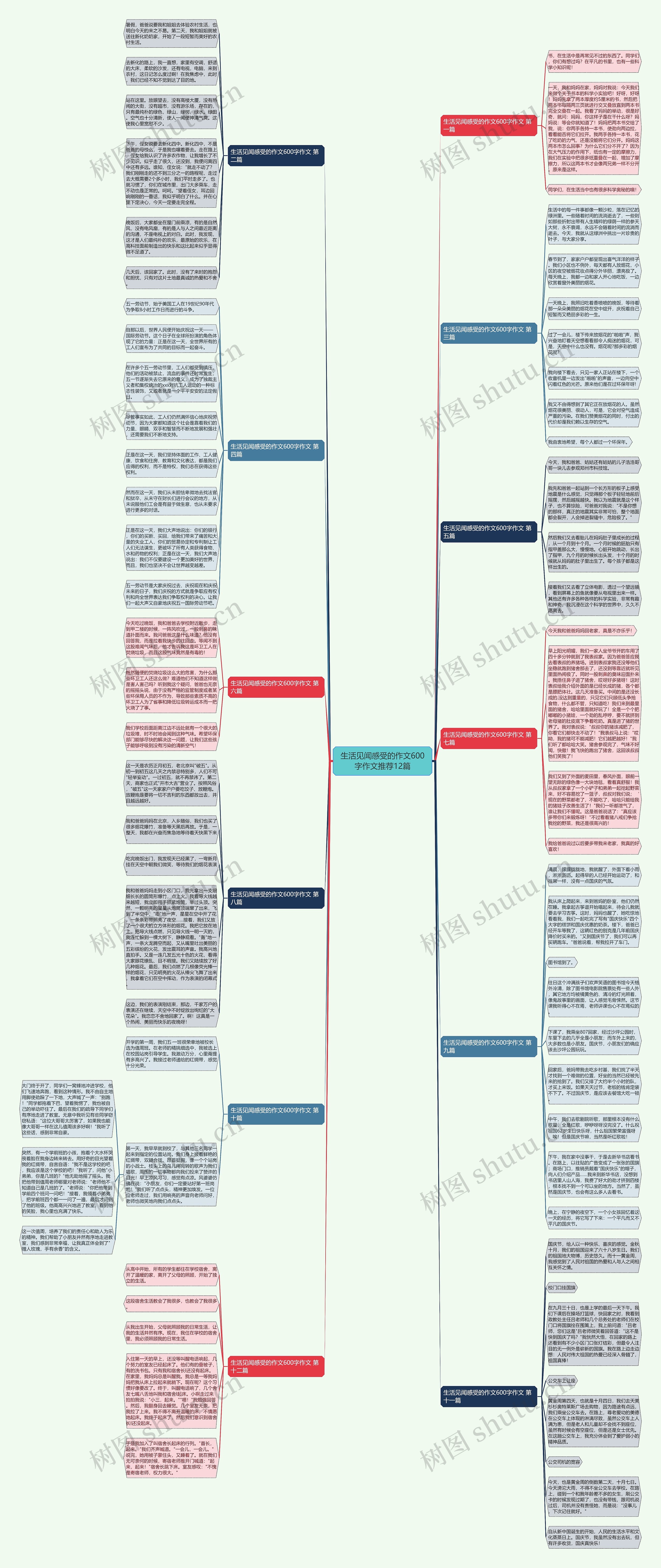 生活见闻感受的作文600字作文推荐12篇思维导图