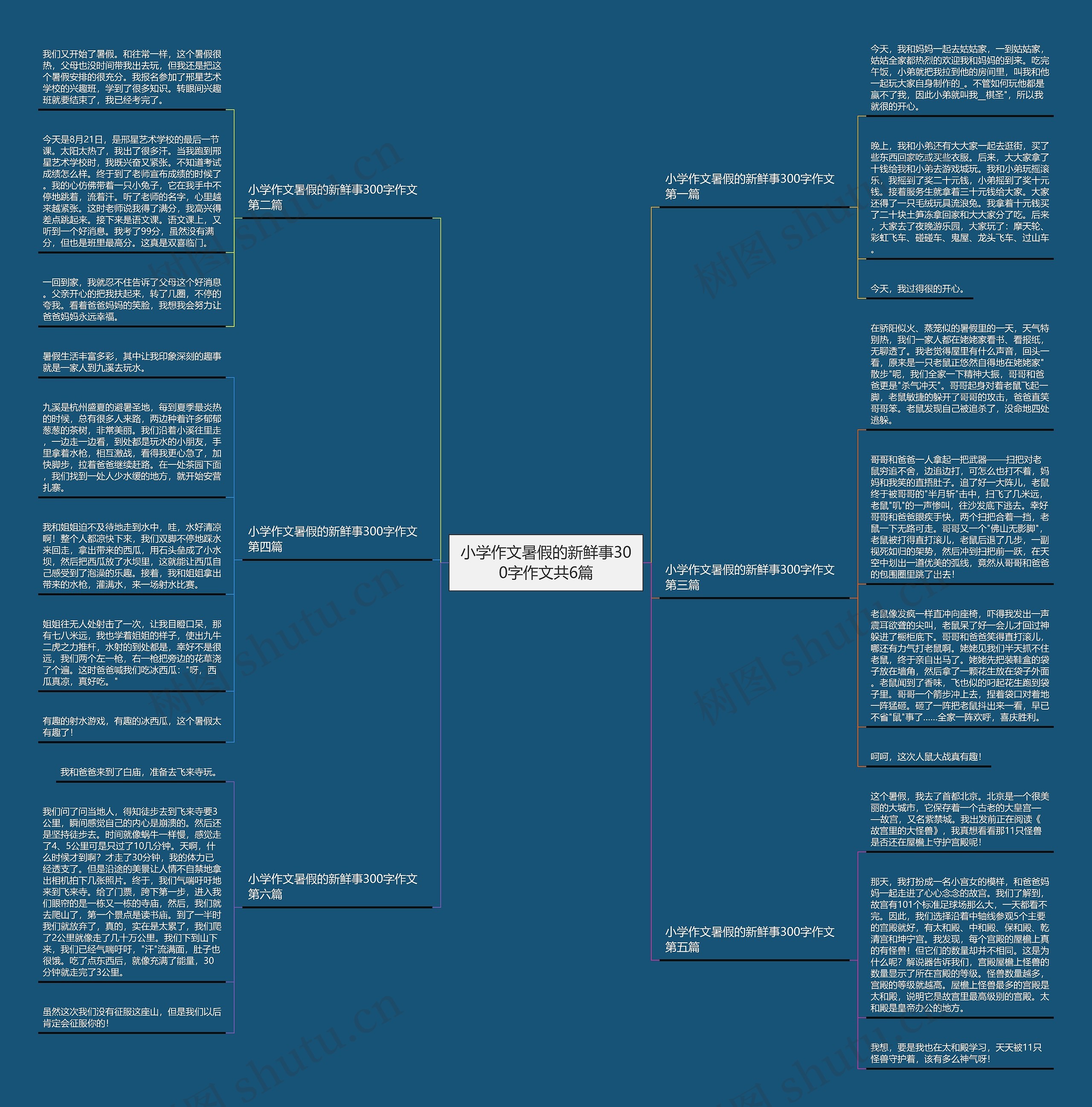 小学作文暑假的新鲜事300字作文共6篇思维导图