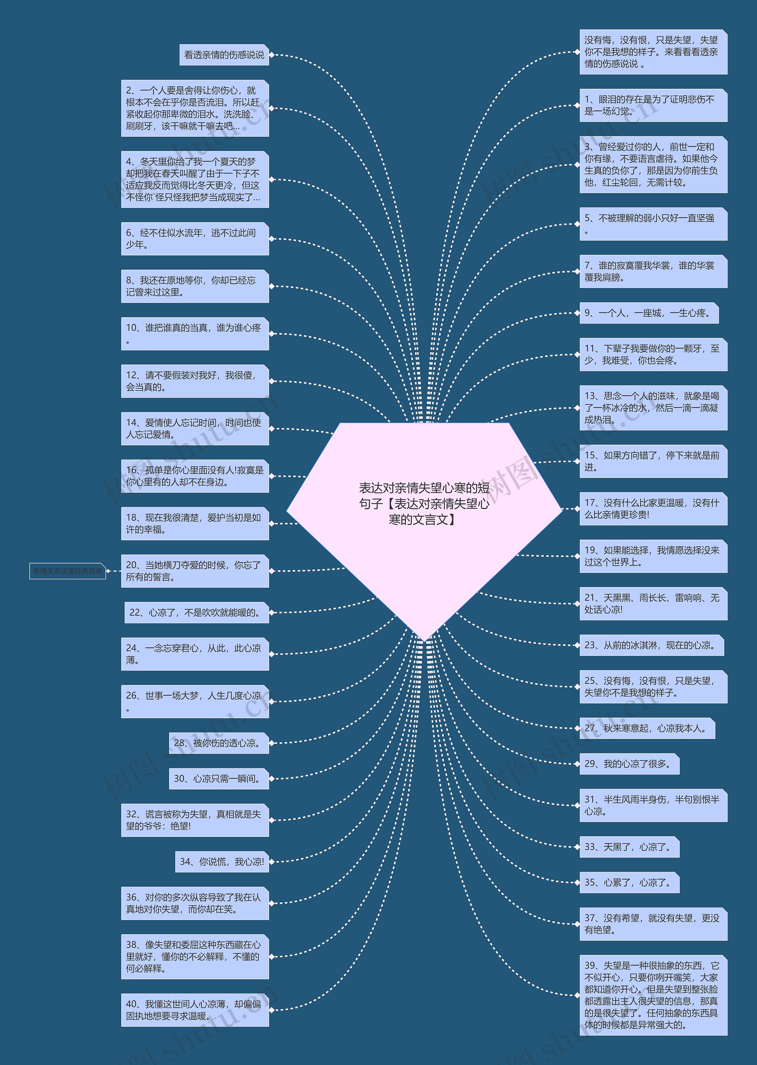 表达对亲情失望心寒的短句子【表达对亲情失望心寒的文言文】思维导图