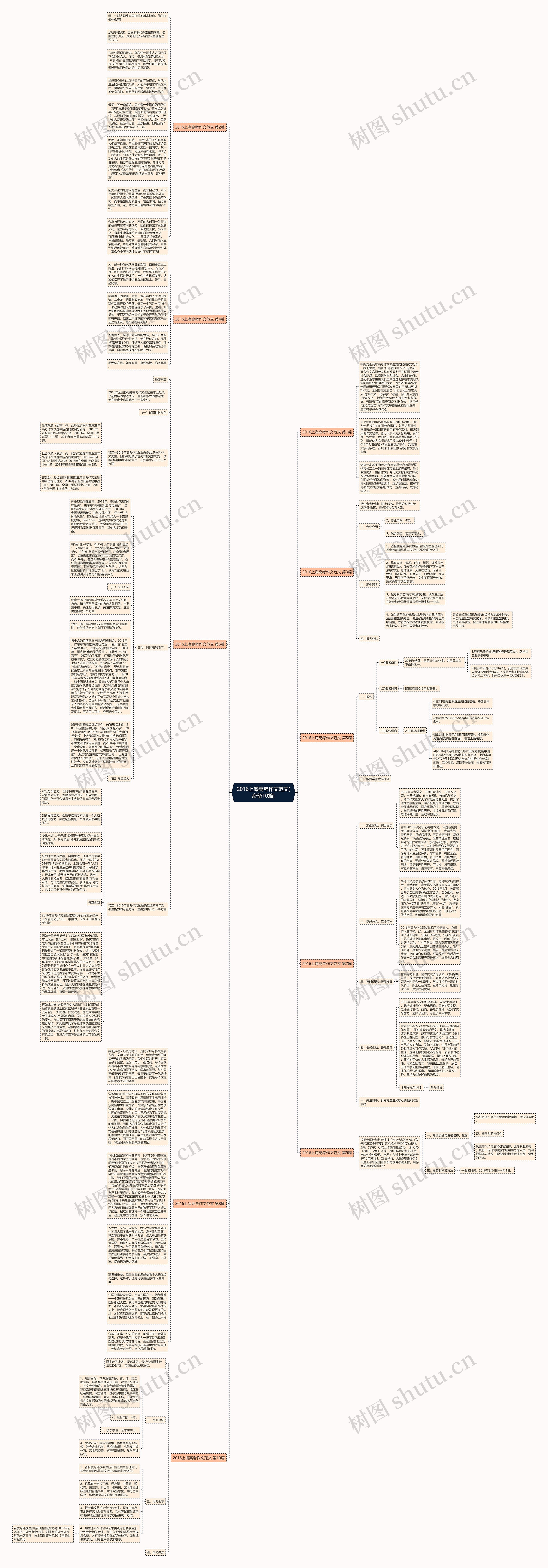 2016上海高考作文范文(必备10篇)思维导图