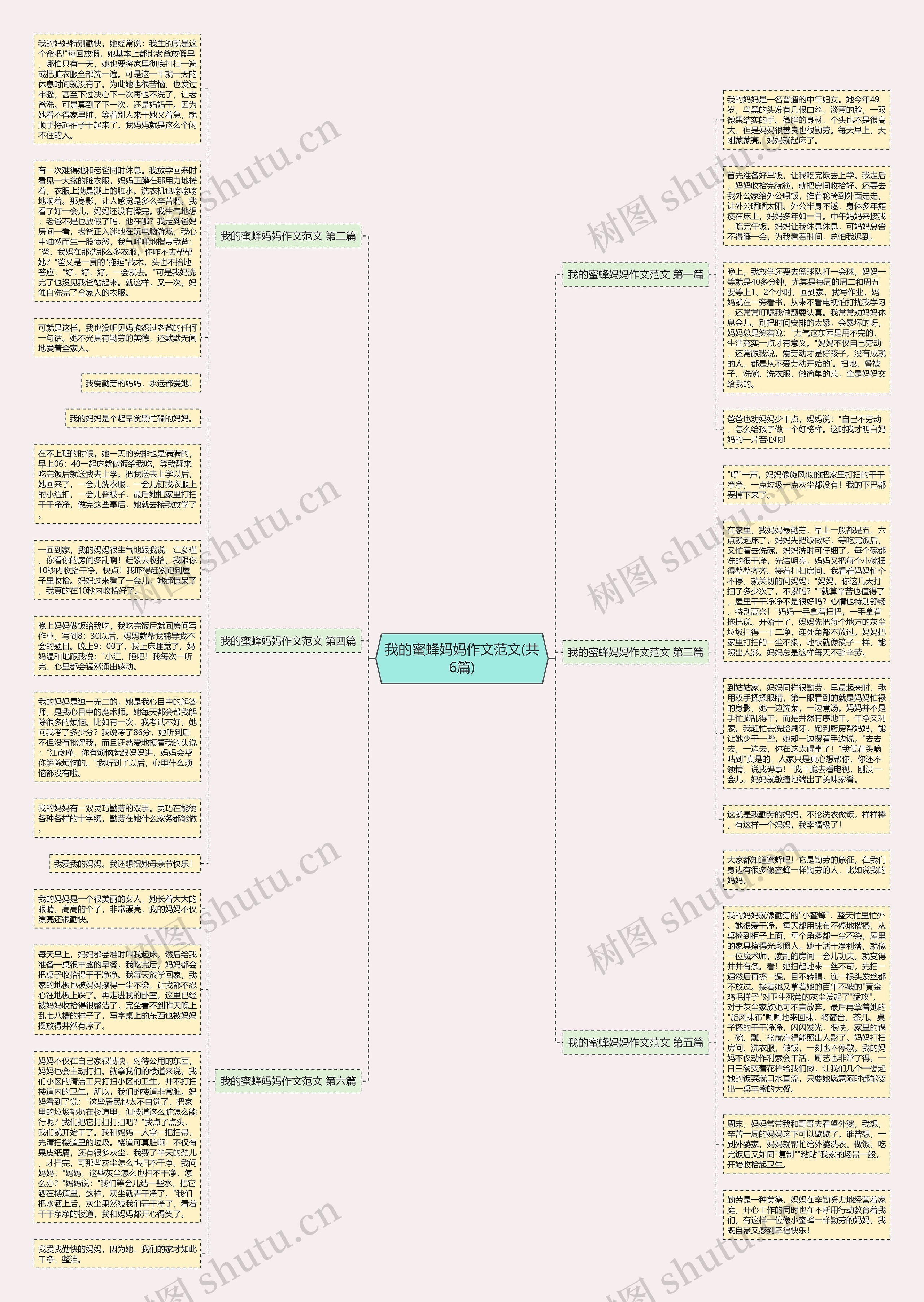 我的蜜蜂妈妈作文范文(共6篇)思维导图