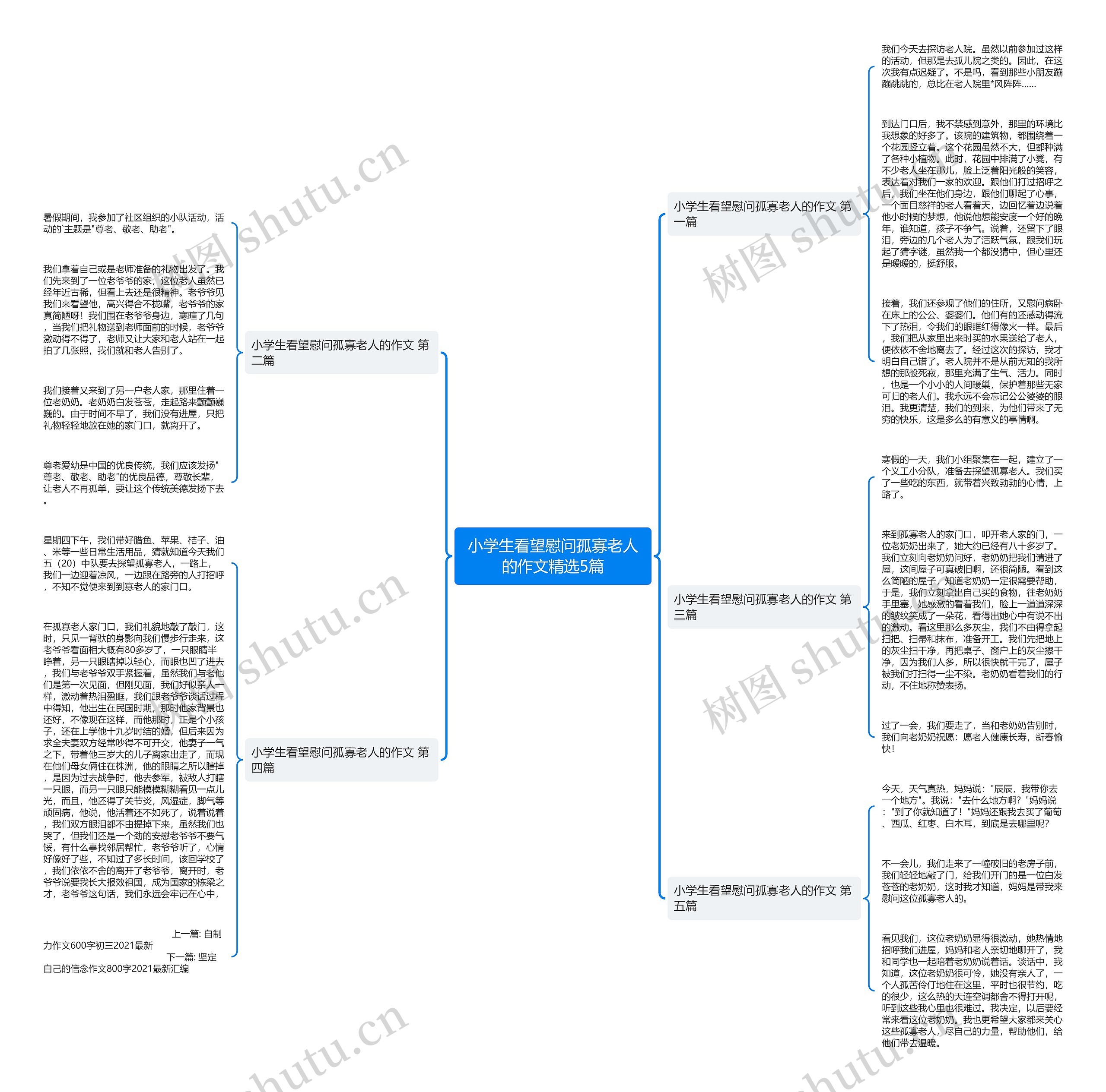 小学生看望慰问孤寡老人的作文精选5篇思维导图