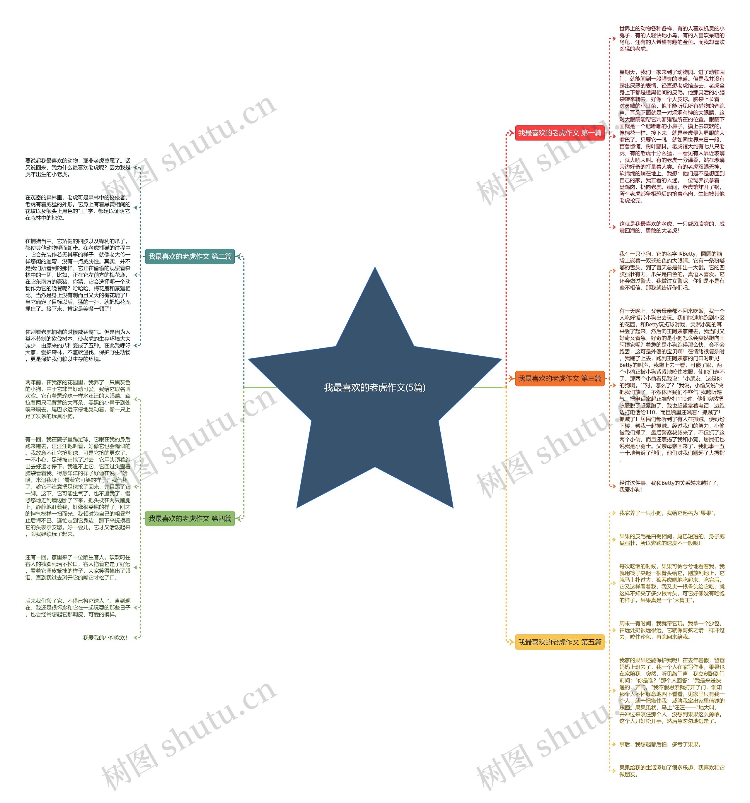 我最喜欢的老虎作文(5篇)思维导图