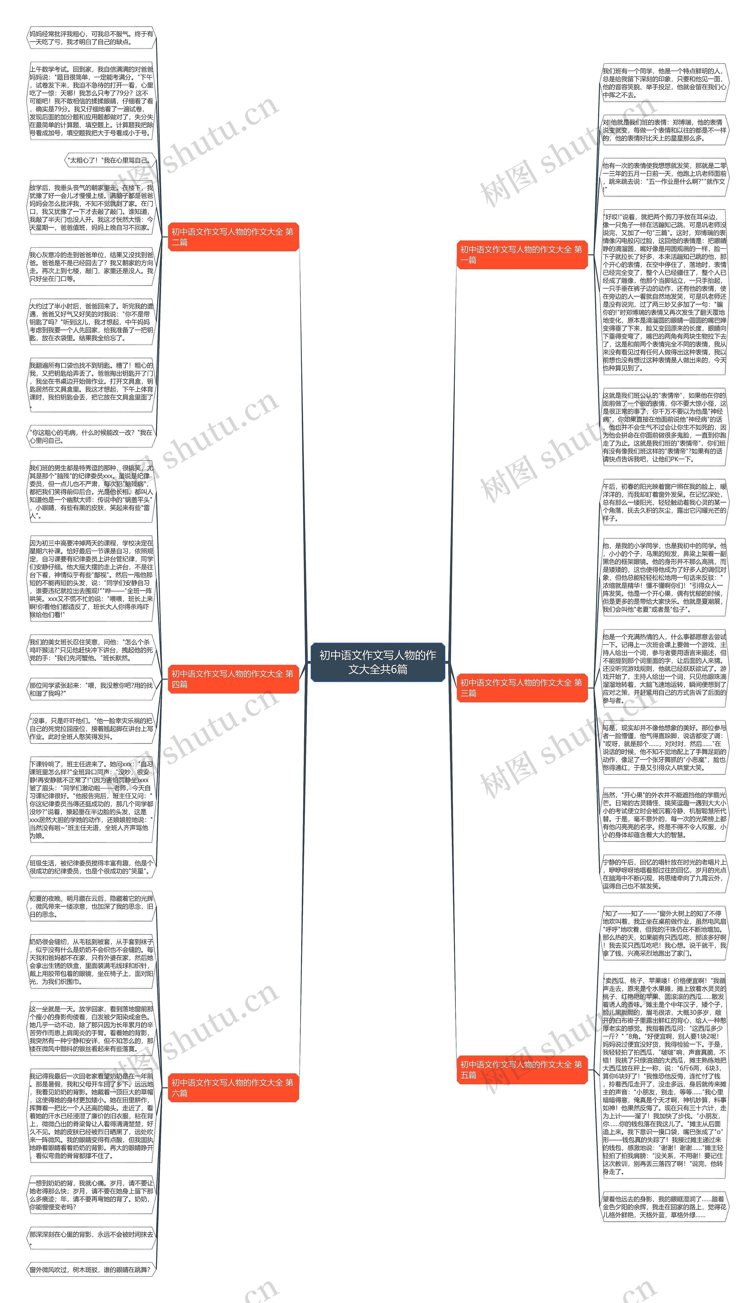 初中语文作文写人物的作文大全共6篇思维导图