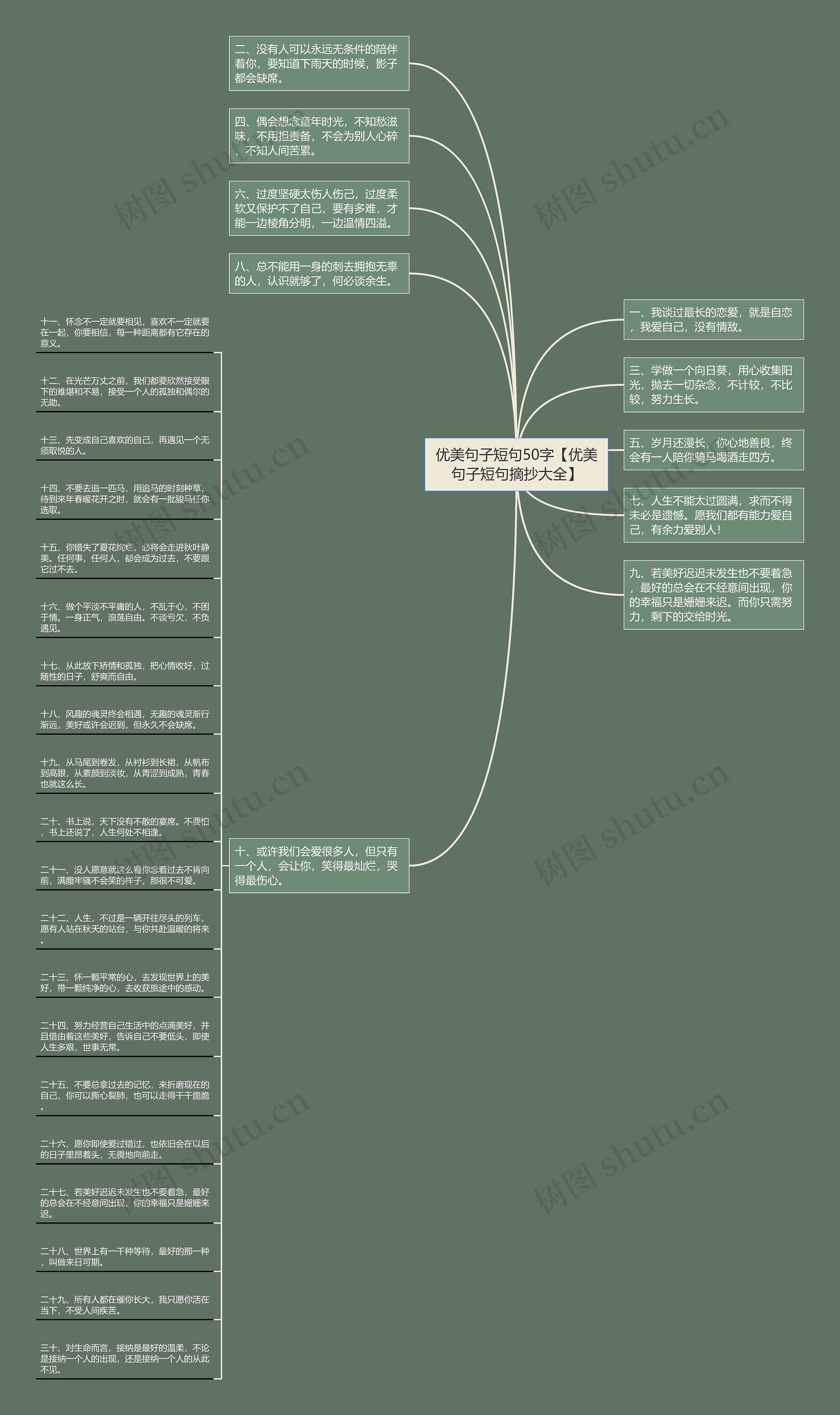 优美句子短句50字【优美句子短句摘抄大全】思维导图