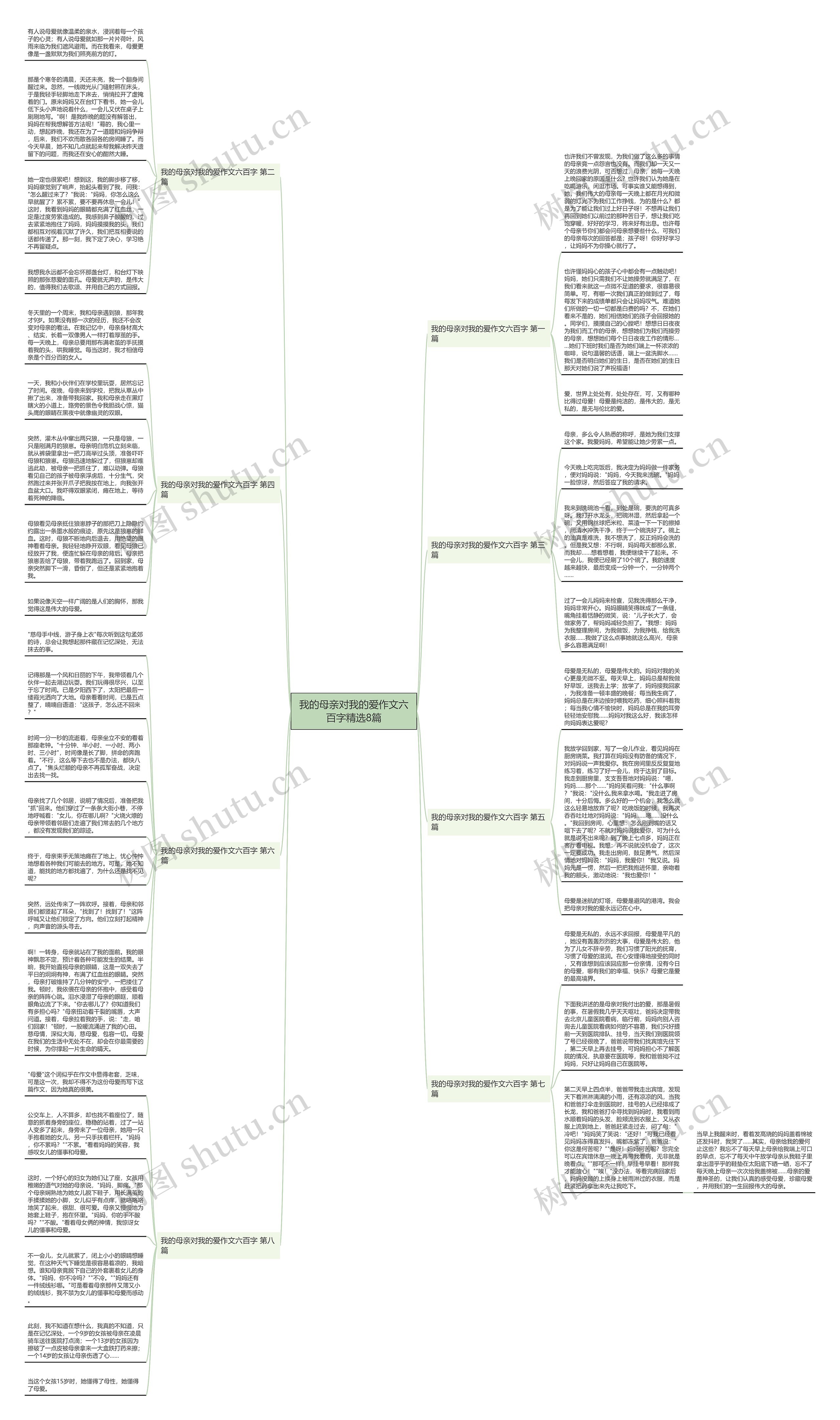 我的母亲对我的爱作文六百字精选8篇思维导图