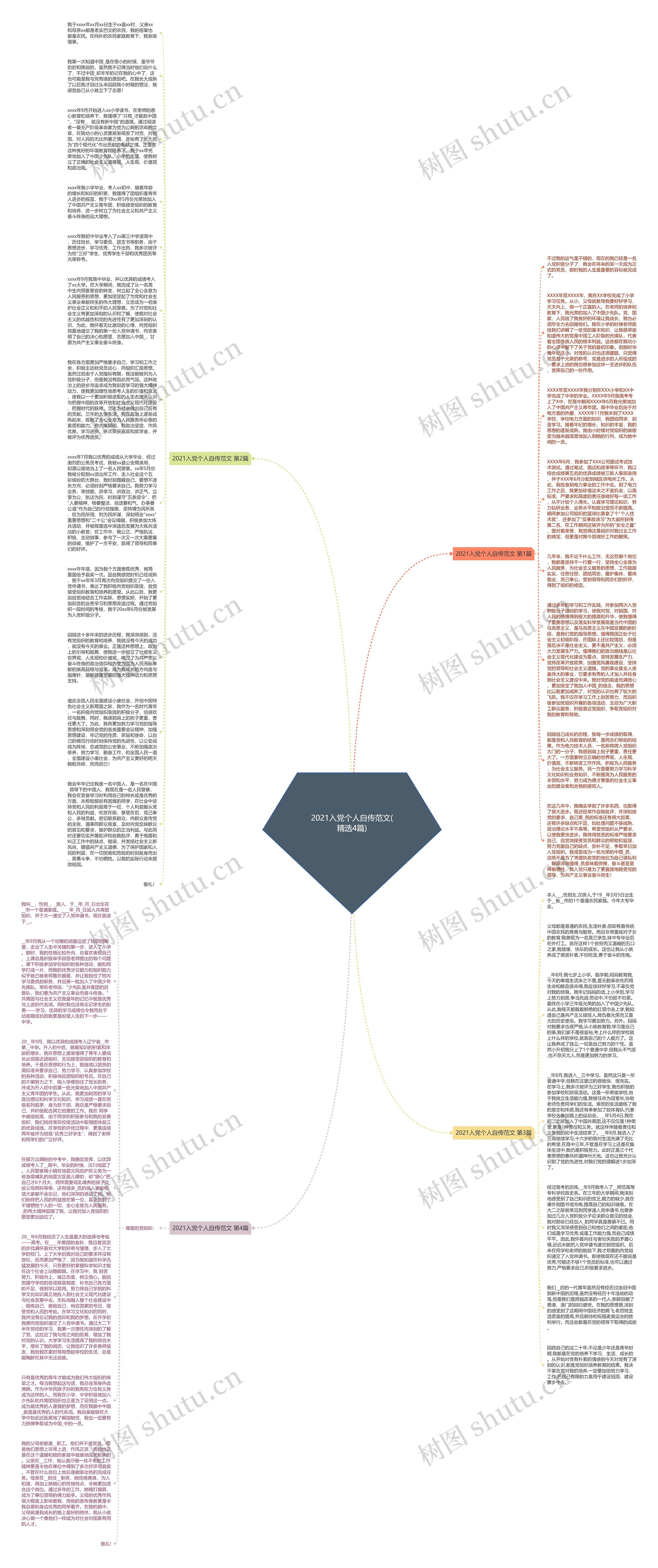 2021入党个人自传范文(精选4篇)思维导图