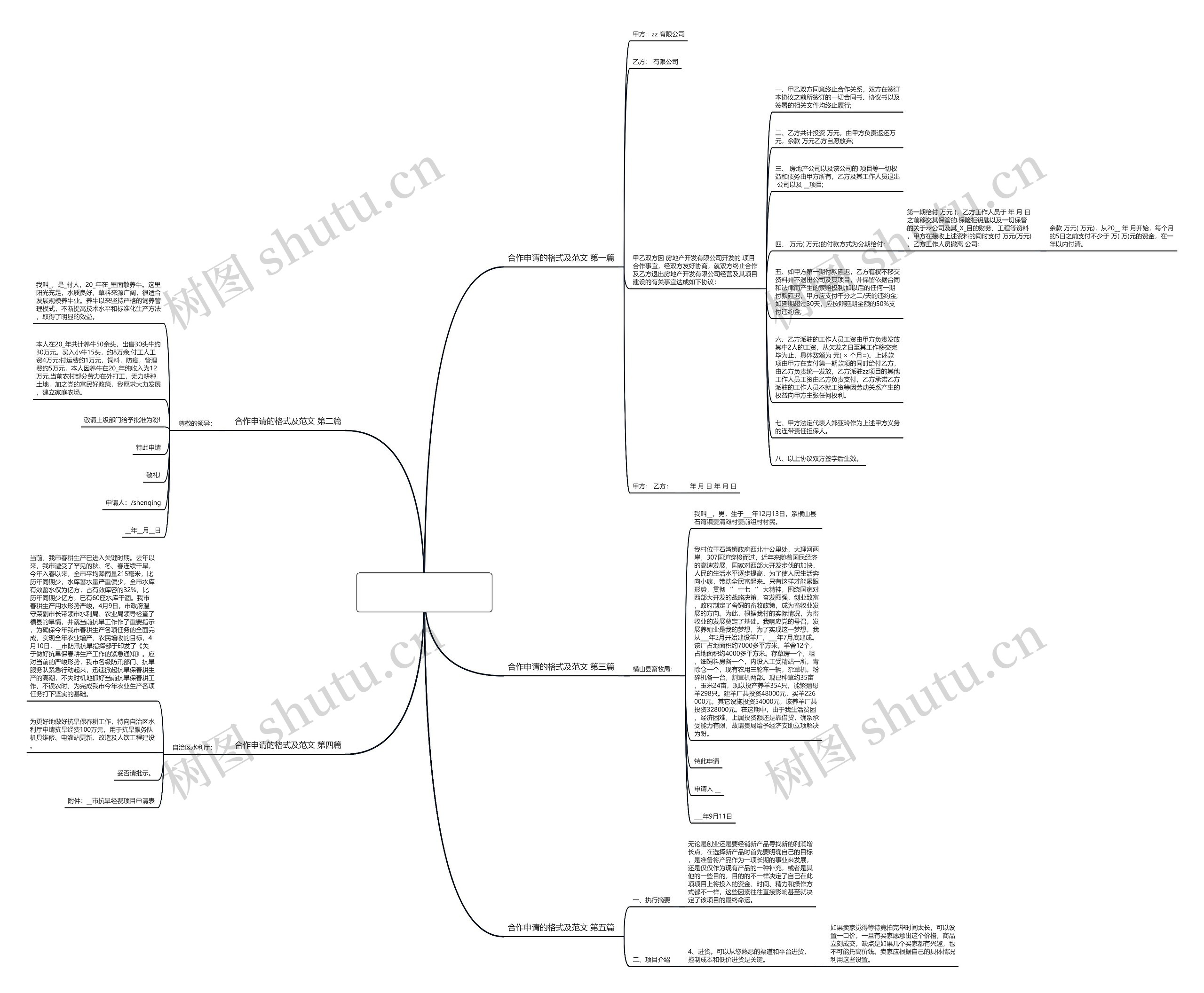 合作申请的格式及范文推荐5篇思维导图