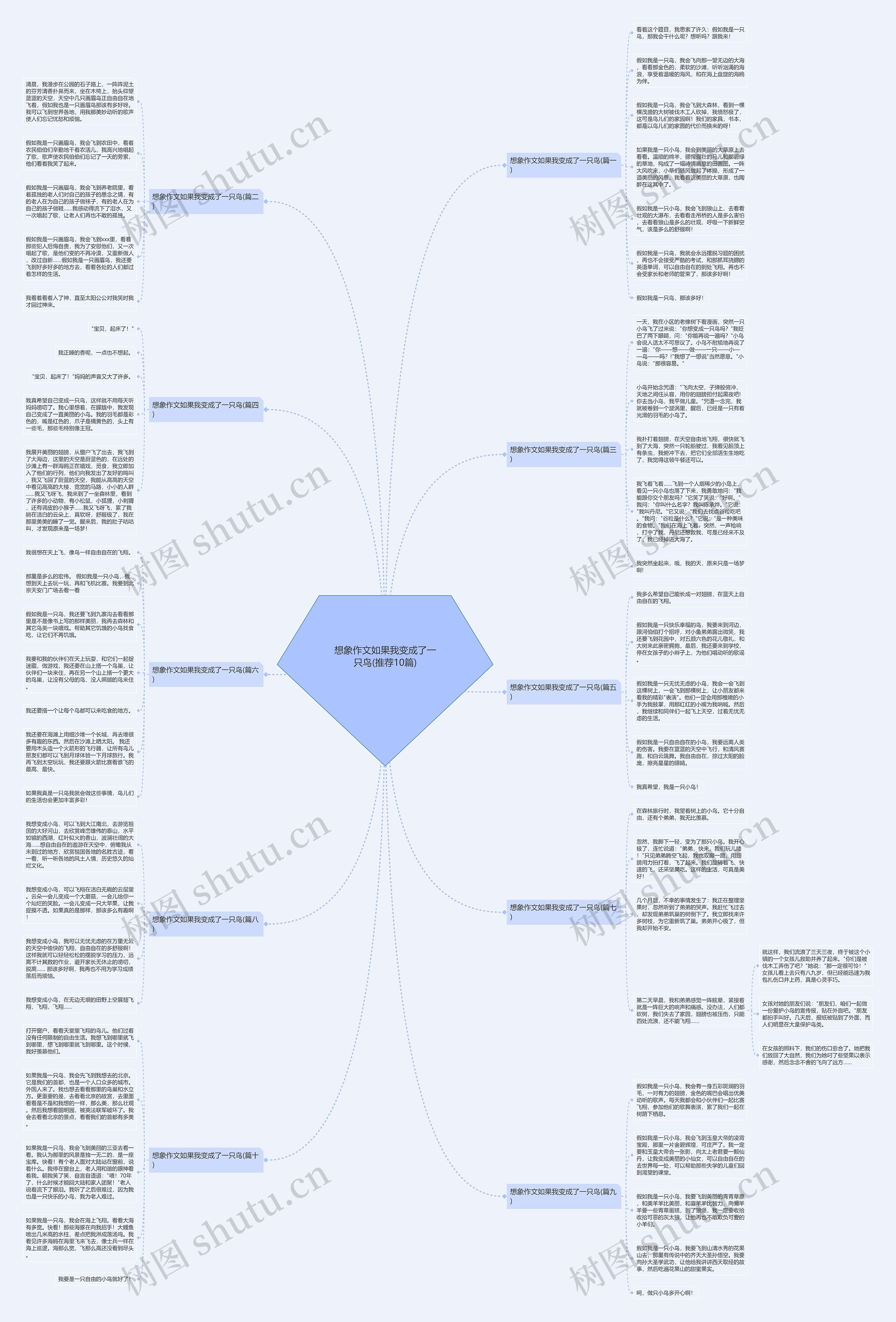 想象作文如果我变成了一只鸟(推荐10篇)思维导图