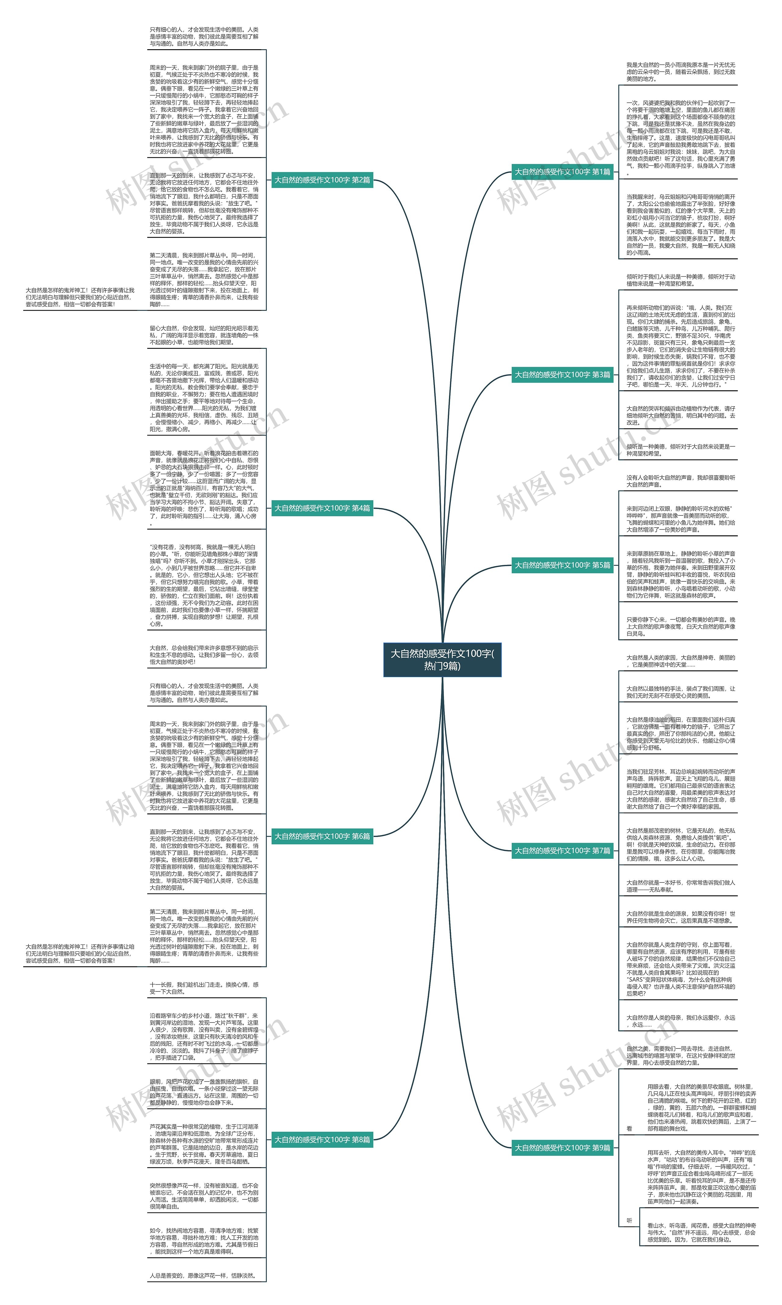 大自然的感受作文100字(热门9篇)思维导图