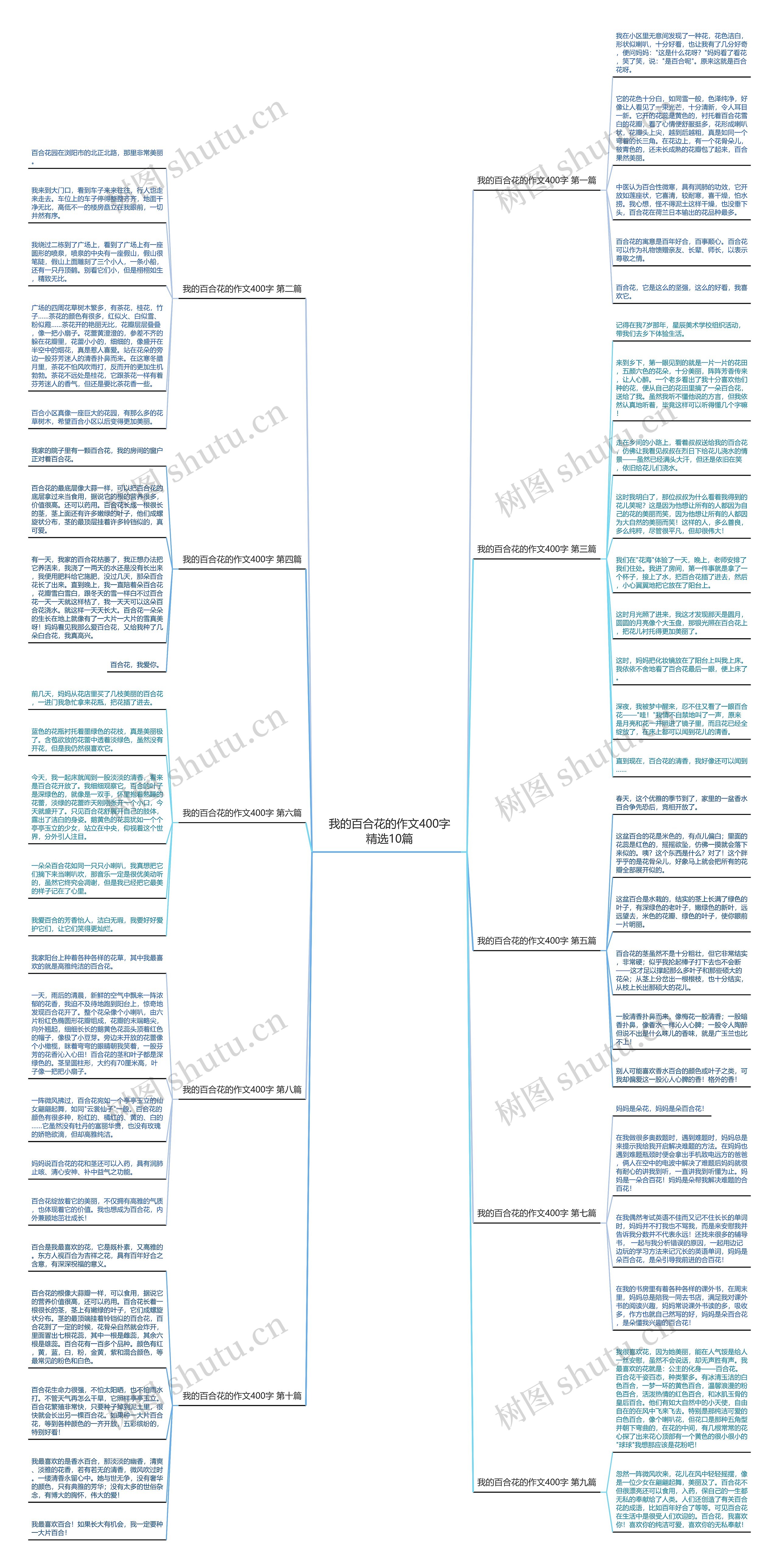 我的百合花的作文400字精选10篇思维导图