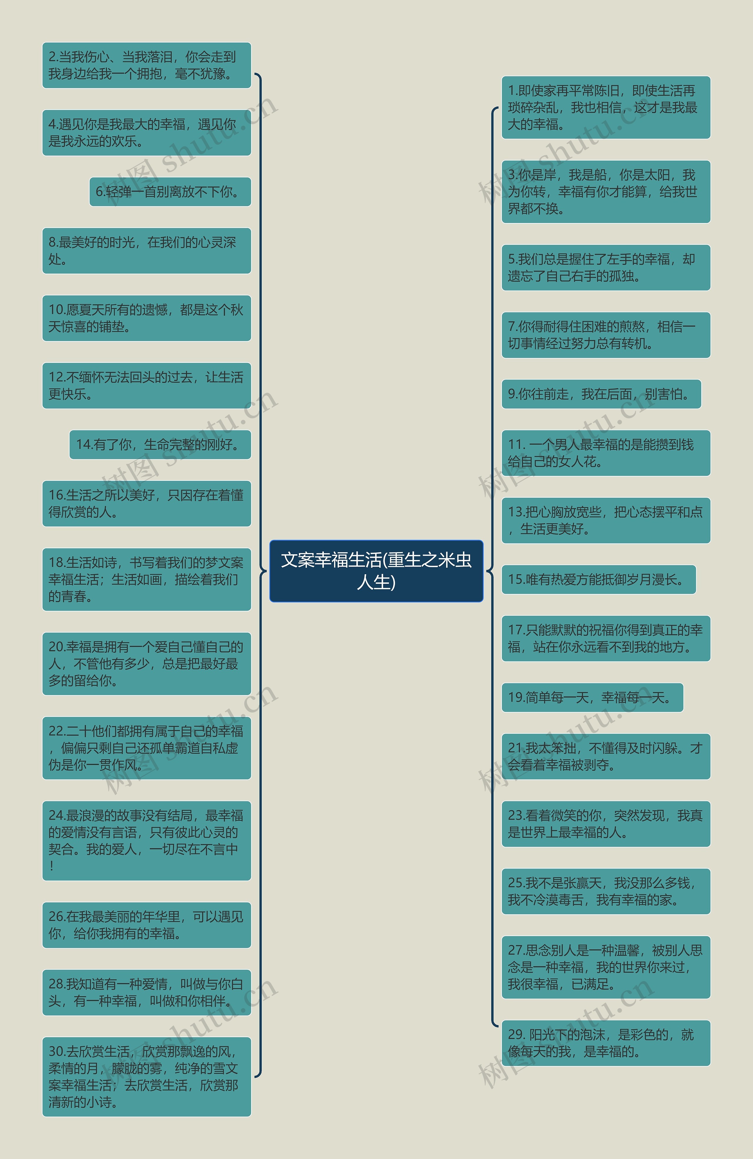 文案幸福生活(重生之米虫人生)思维导图