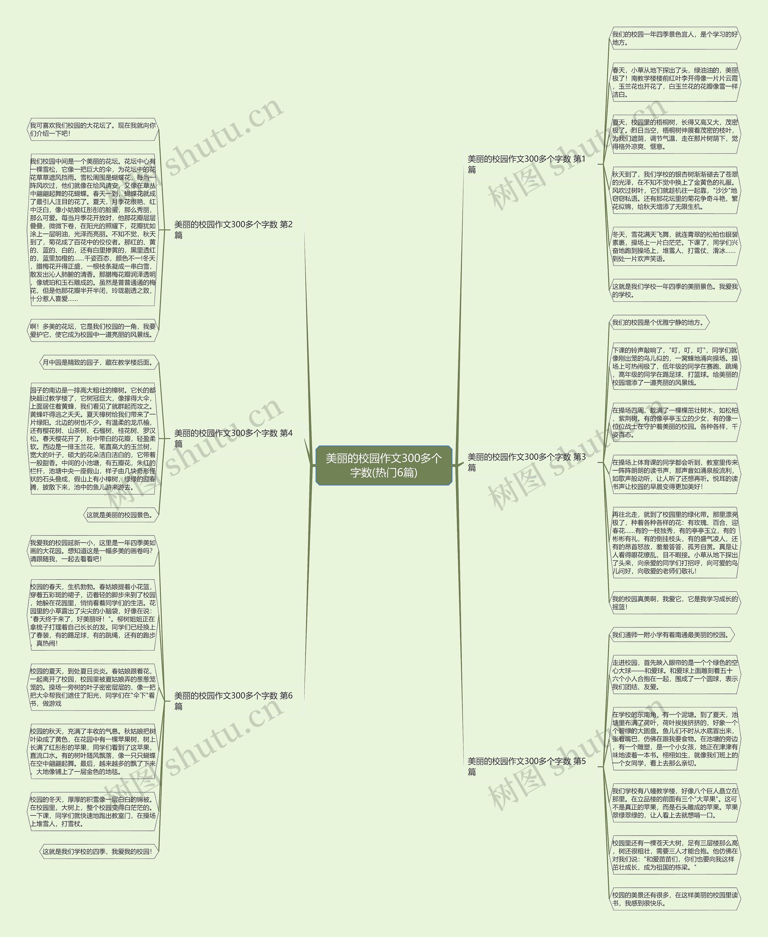 美丽的校园作文300多个字数(热门6篇)思维导图