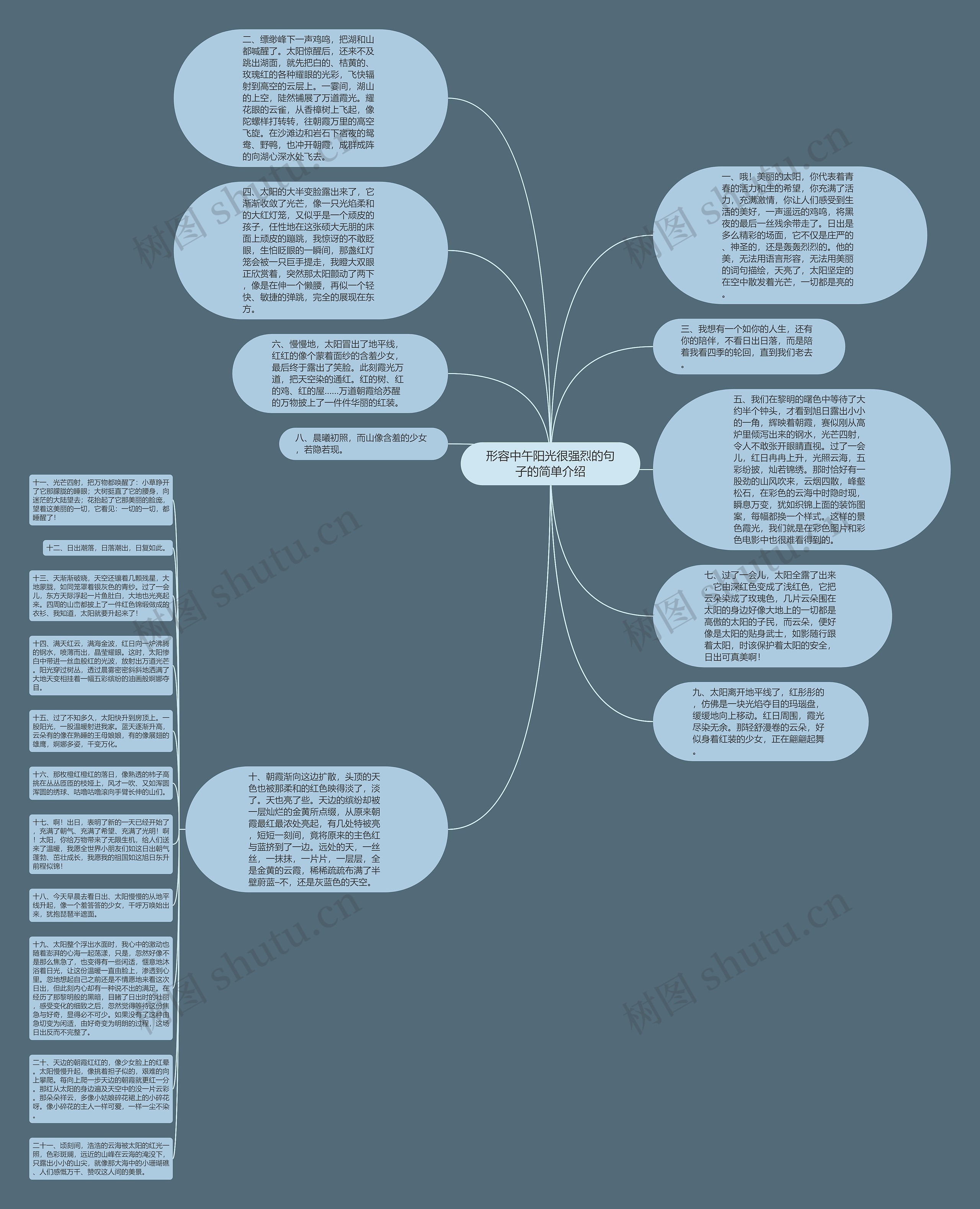 形容中午阳光很强烈的句子的简单介绍思维导图