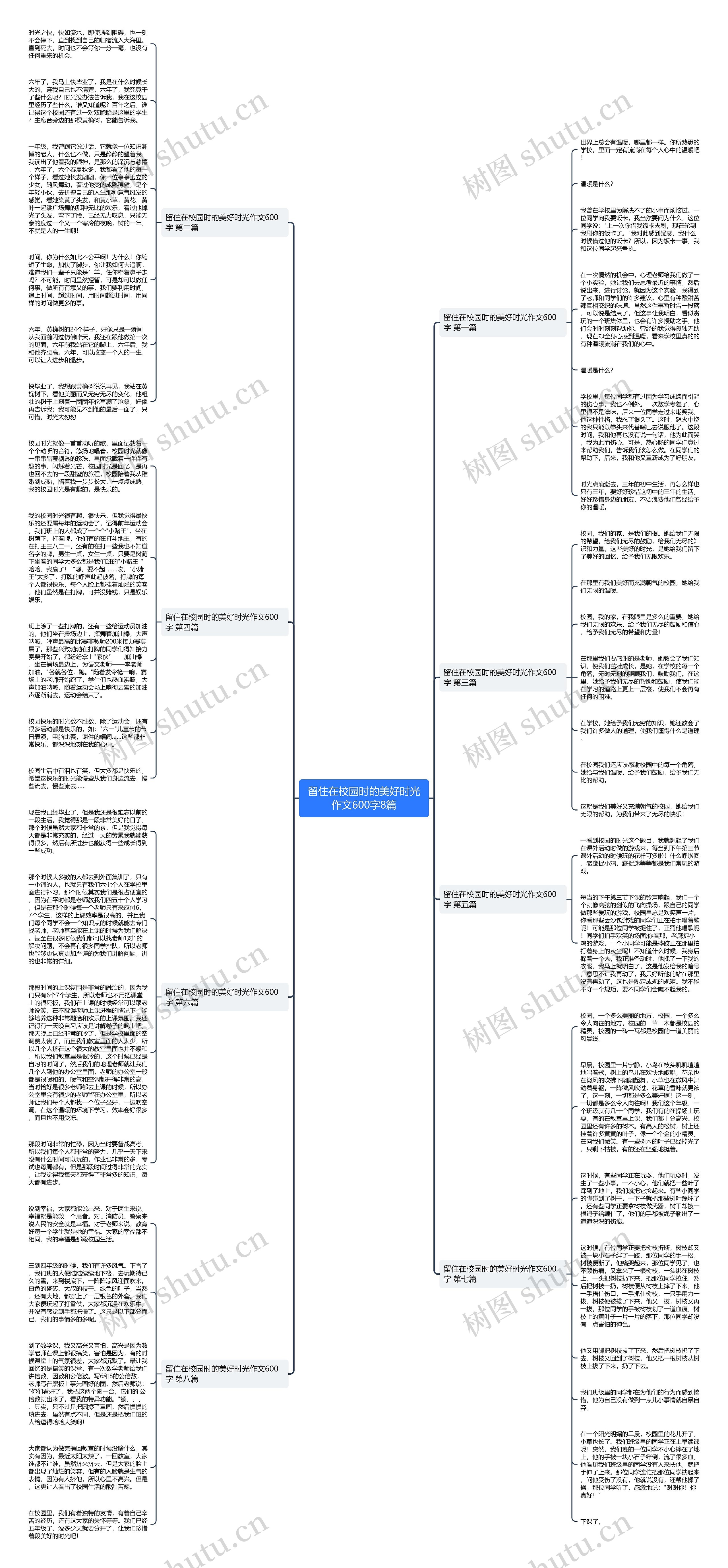 留住在校园时的美好时光作文600字8篇思维导图