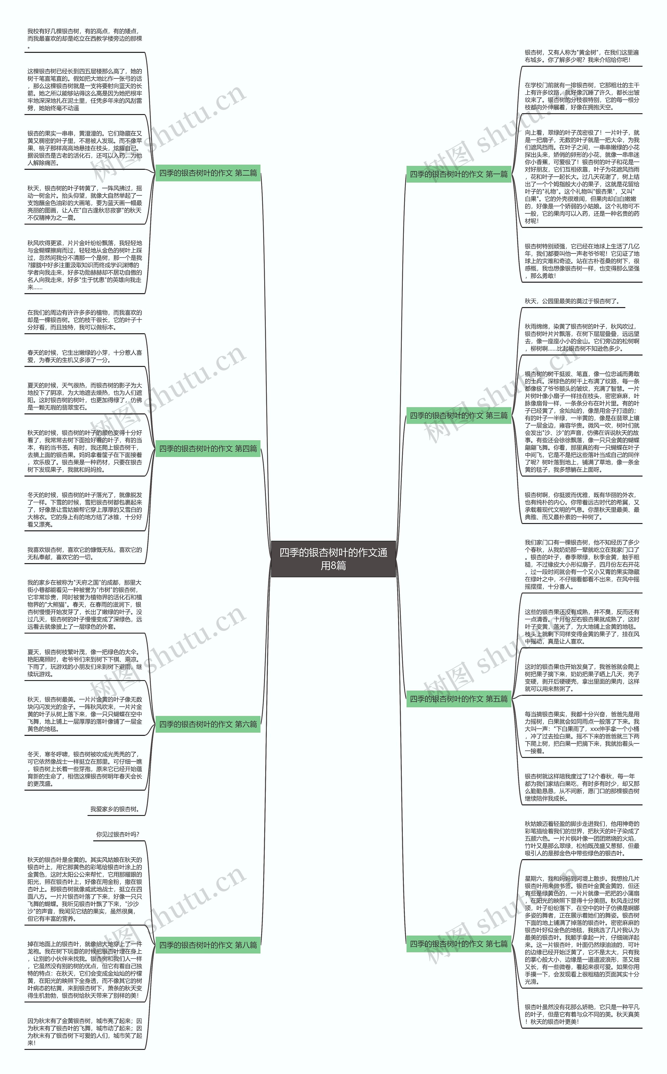 四季的银杏树叶的作文通用8篇思维导图