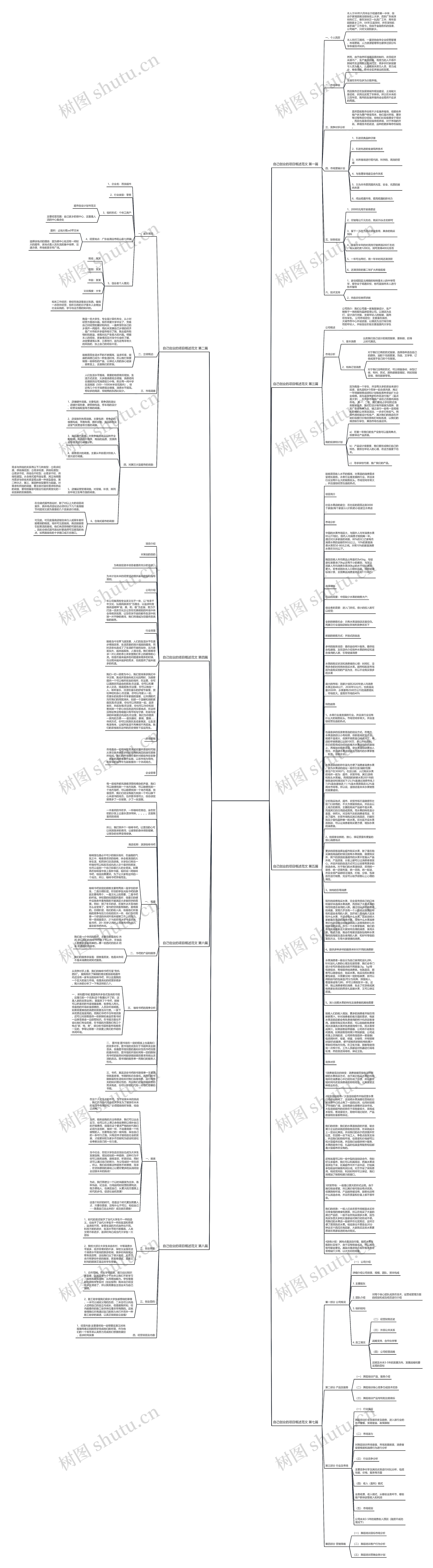 自己创业的项目概述范文通用8篇思维导图高清图 自己创业的项目概述范文通用8篇思维导图