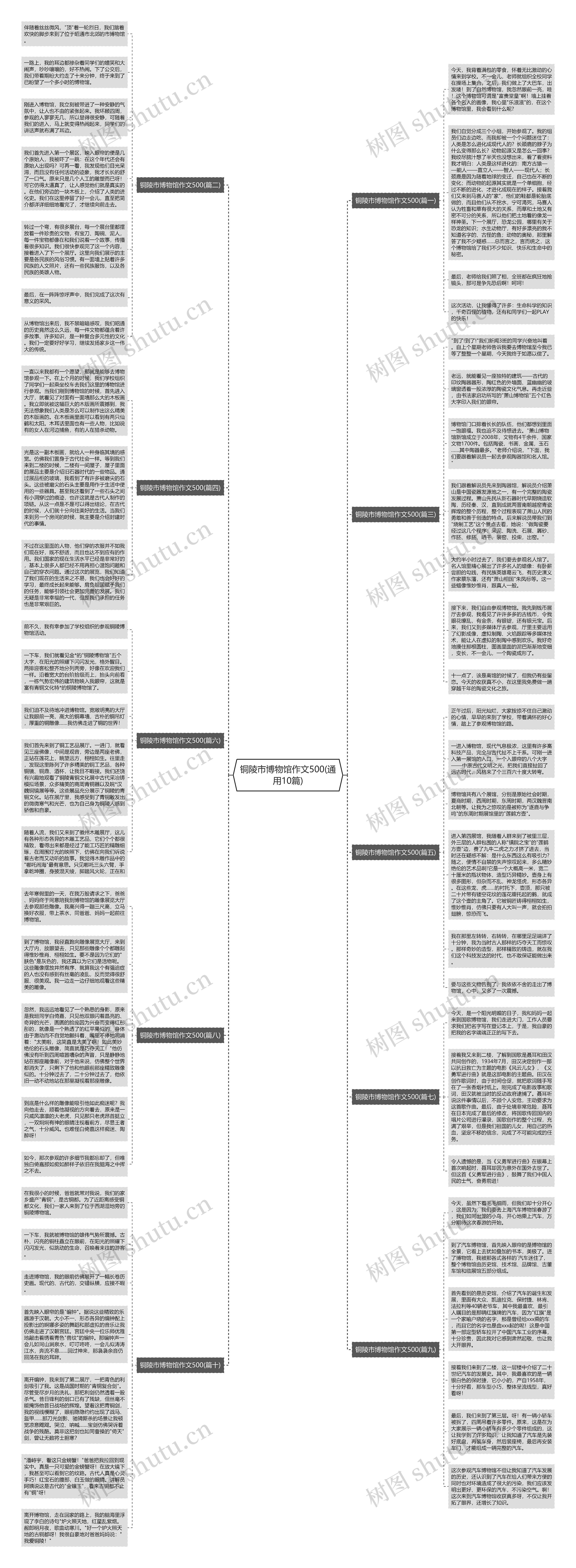 铜陵市博物馆作文500(通用10篇)思维导图