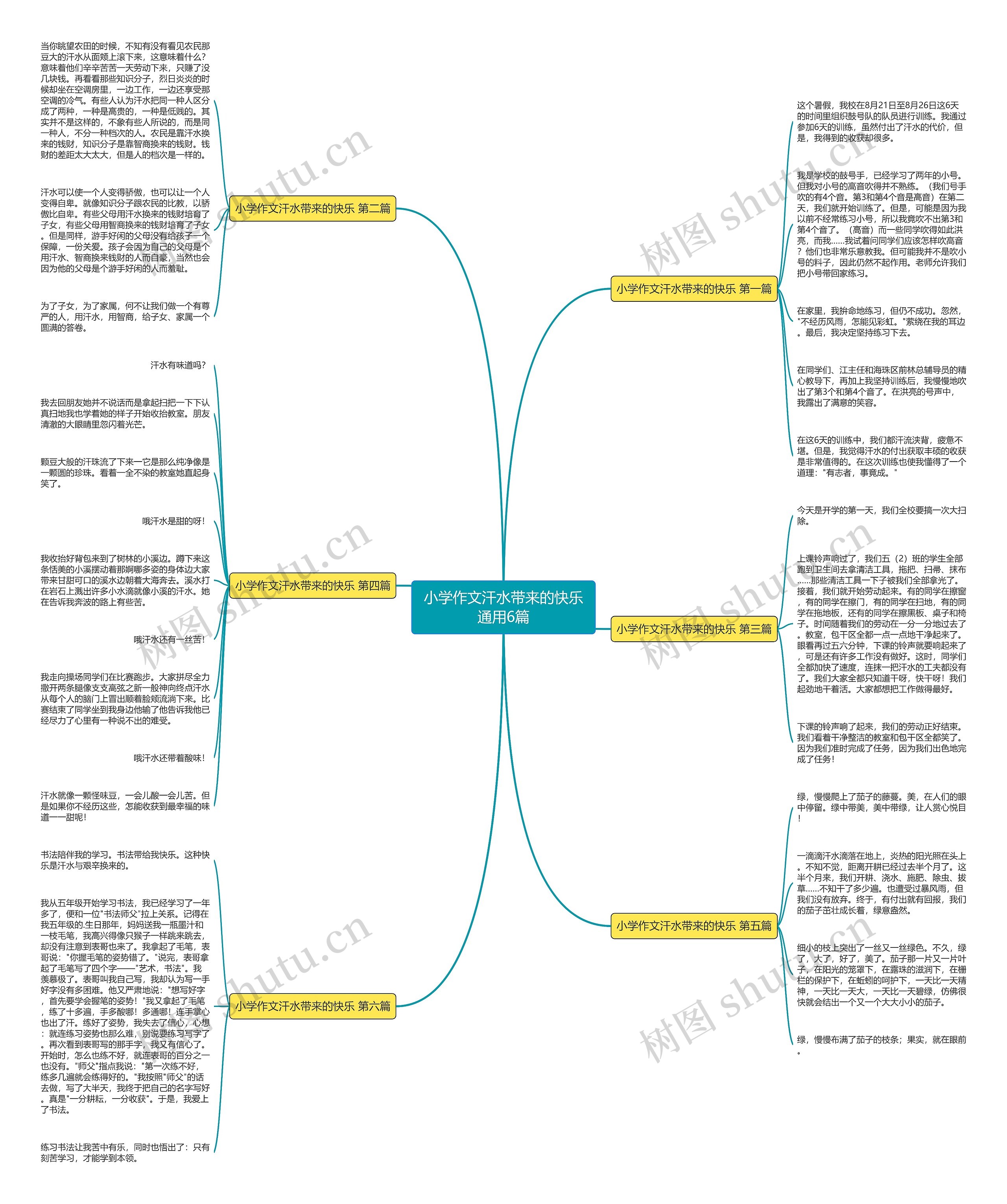小学作文汗水带来的快乐通用6篇思维导图