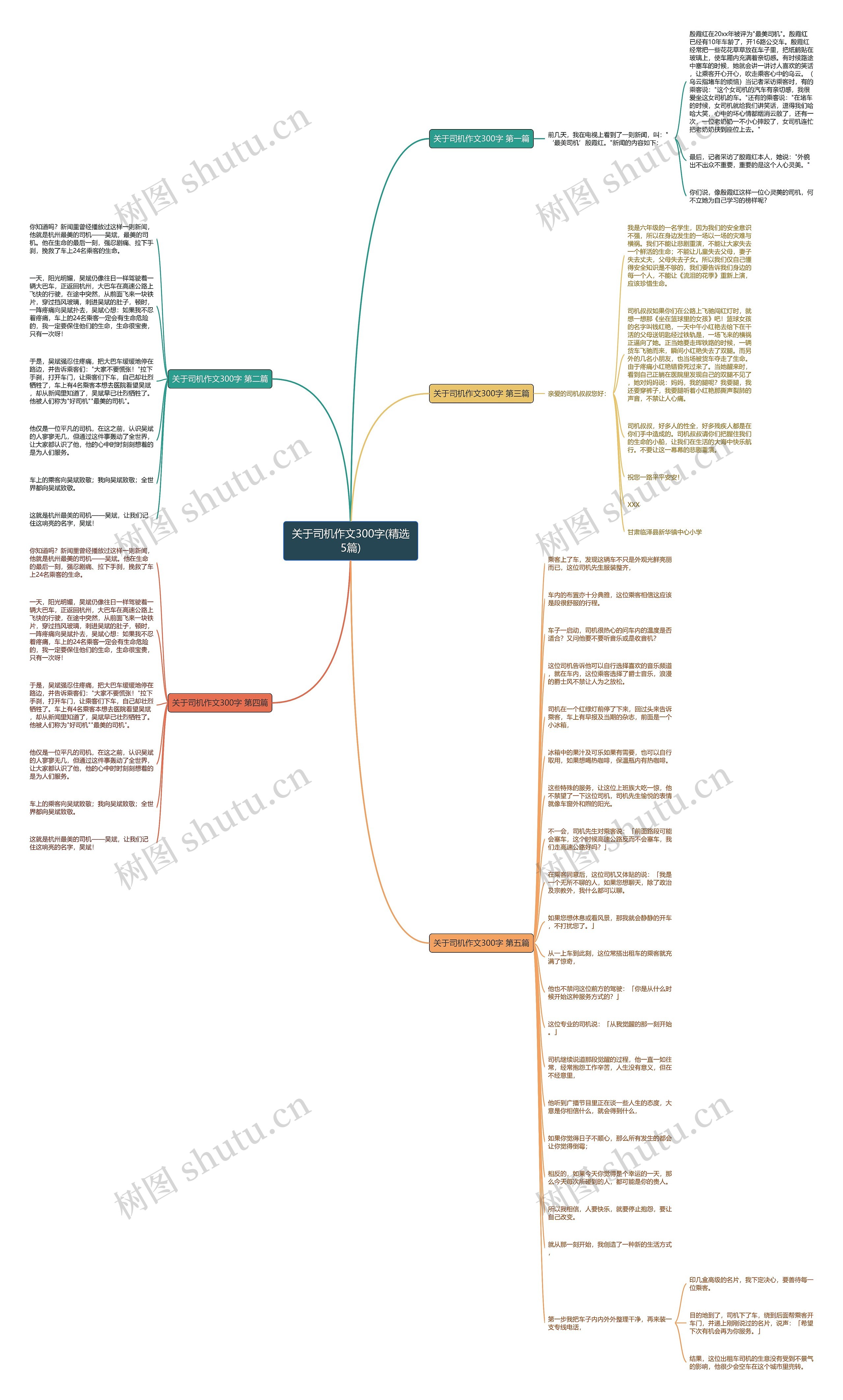 关于司机作文300字(精选5篇)思维导图