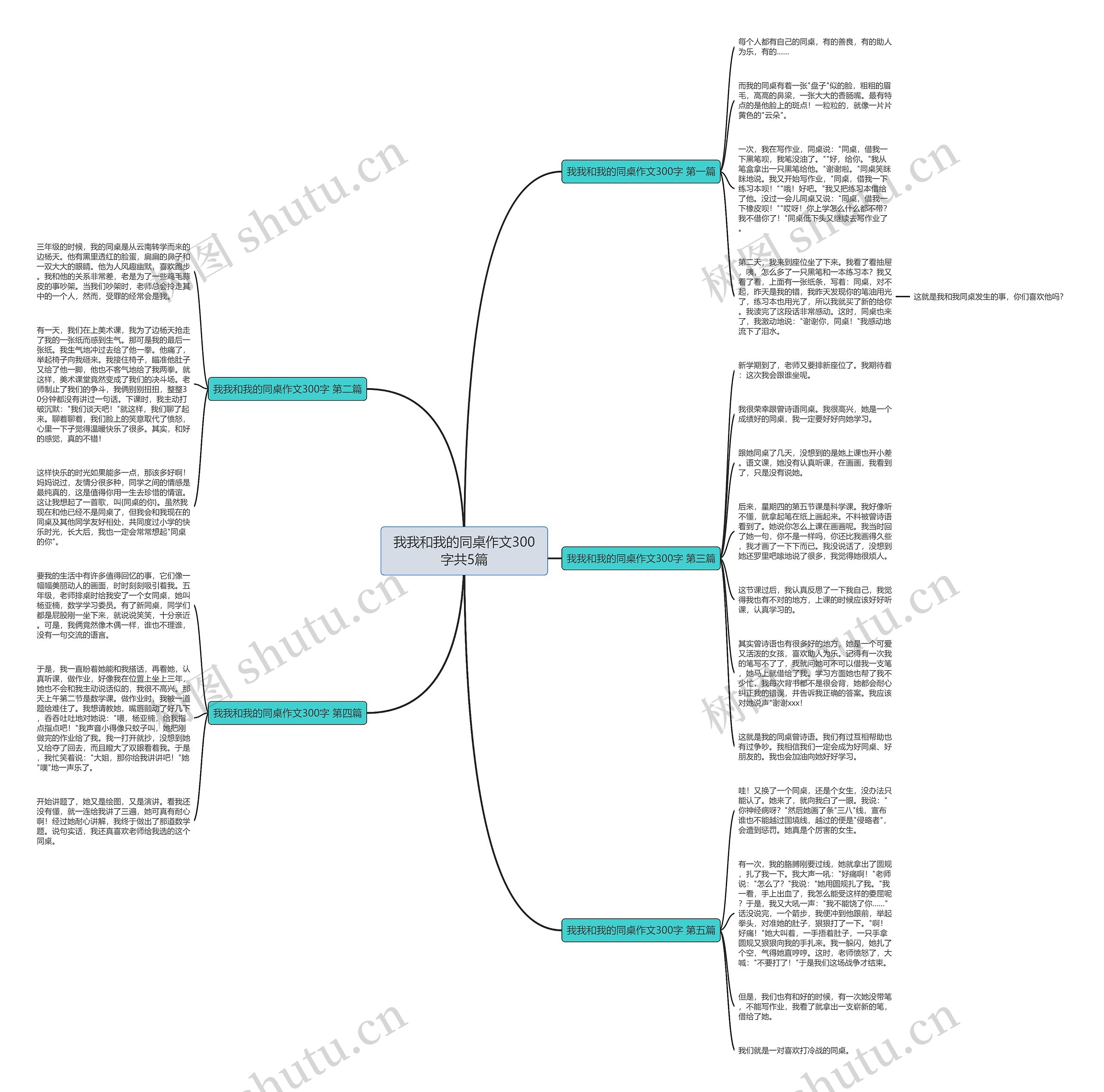 我我和我的同桌作文300字共5篇思维导图