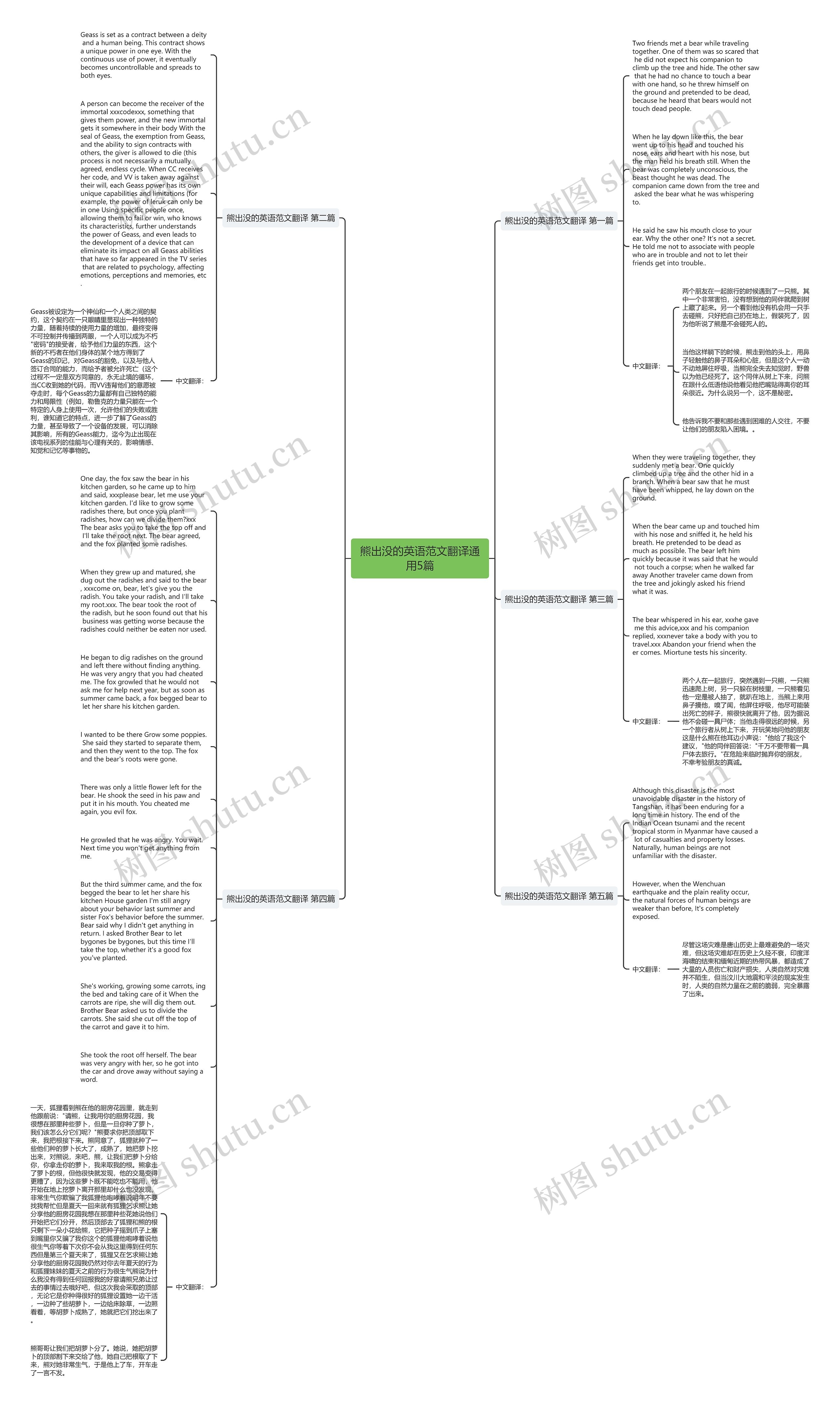 熊出没的英语范文翻译通用5篇思维导图