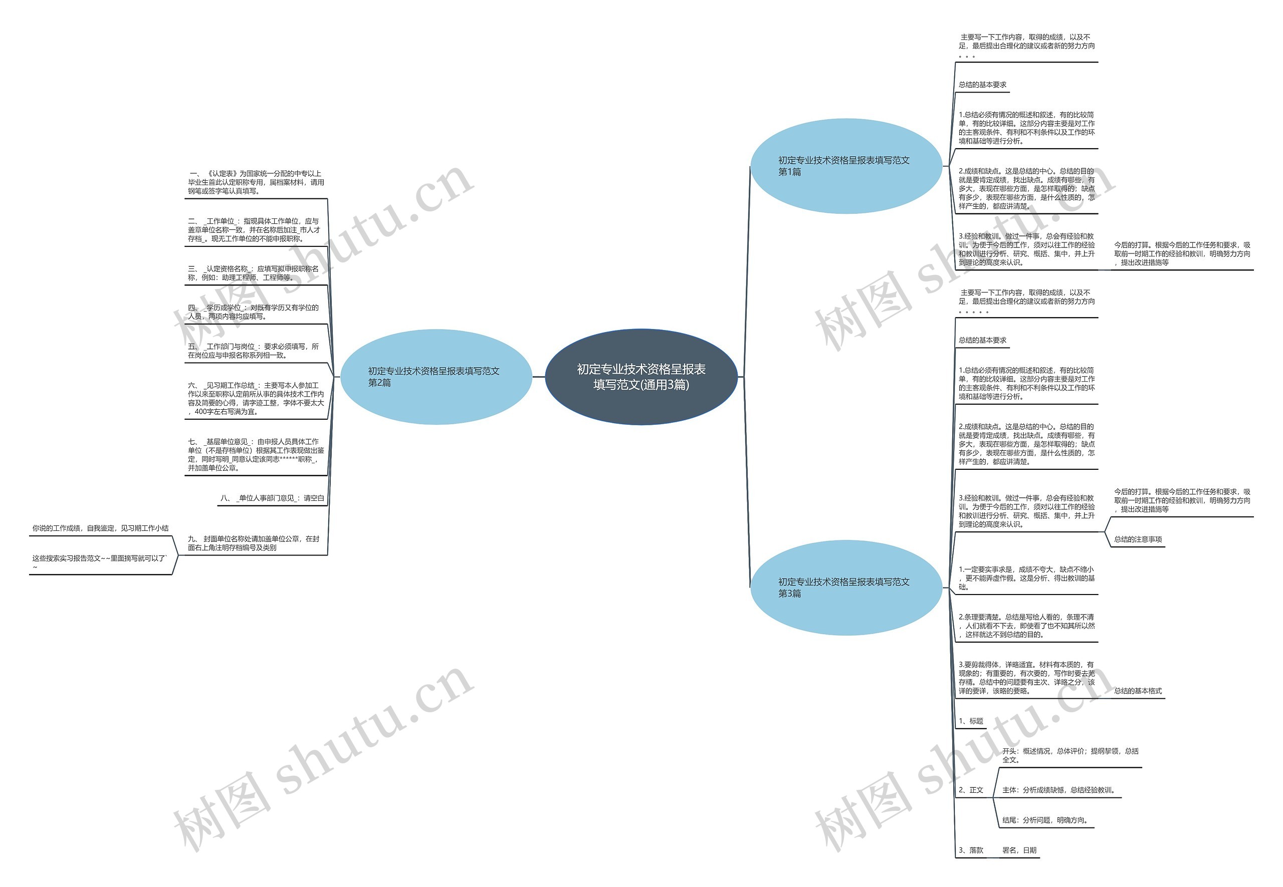 初定专业技术资格呈报表填写范文(通用3篇)思维导图