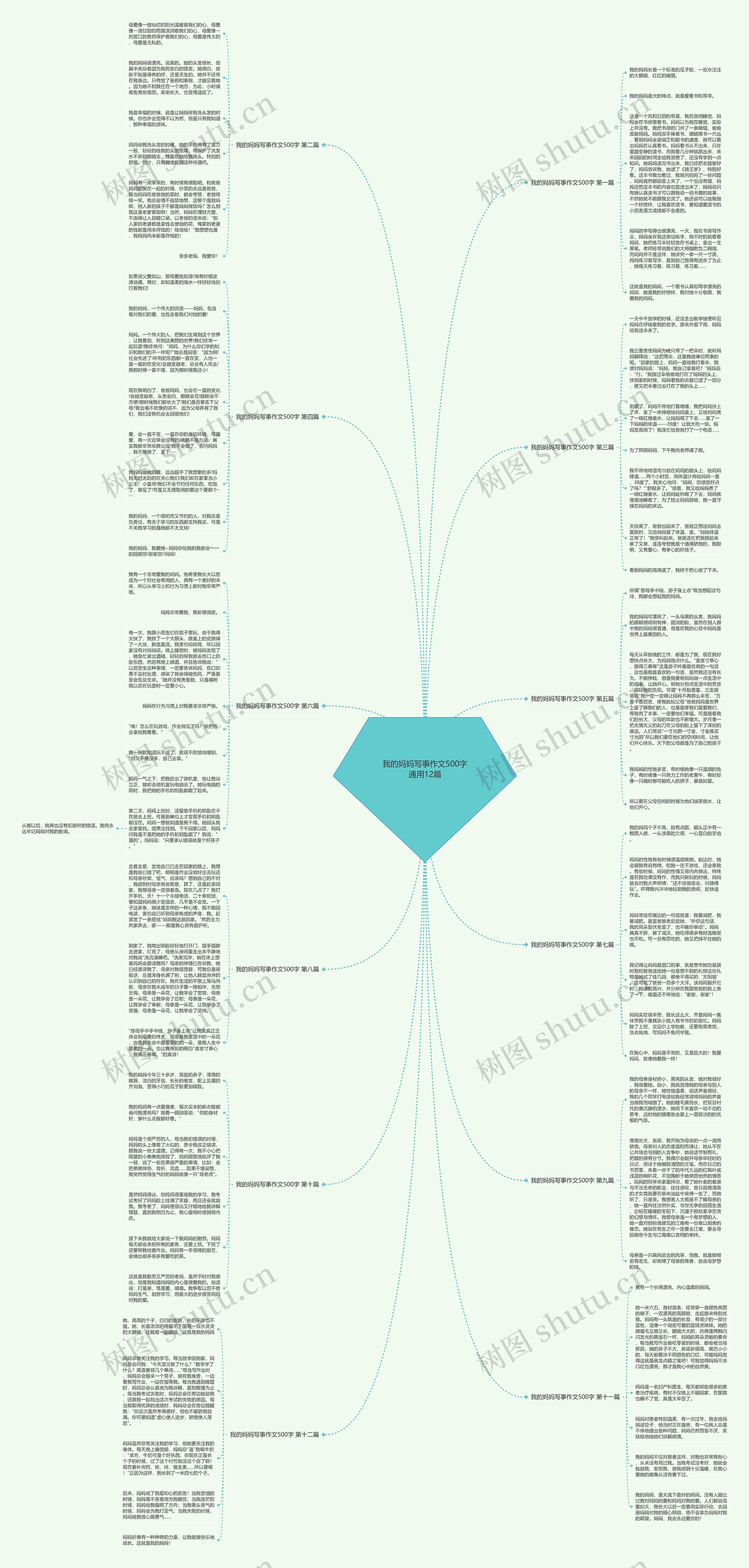 我的妈妈写事作文500字通用12篇思维导图