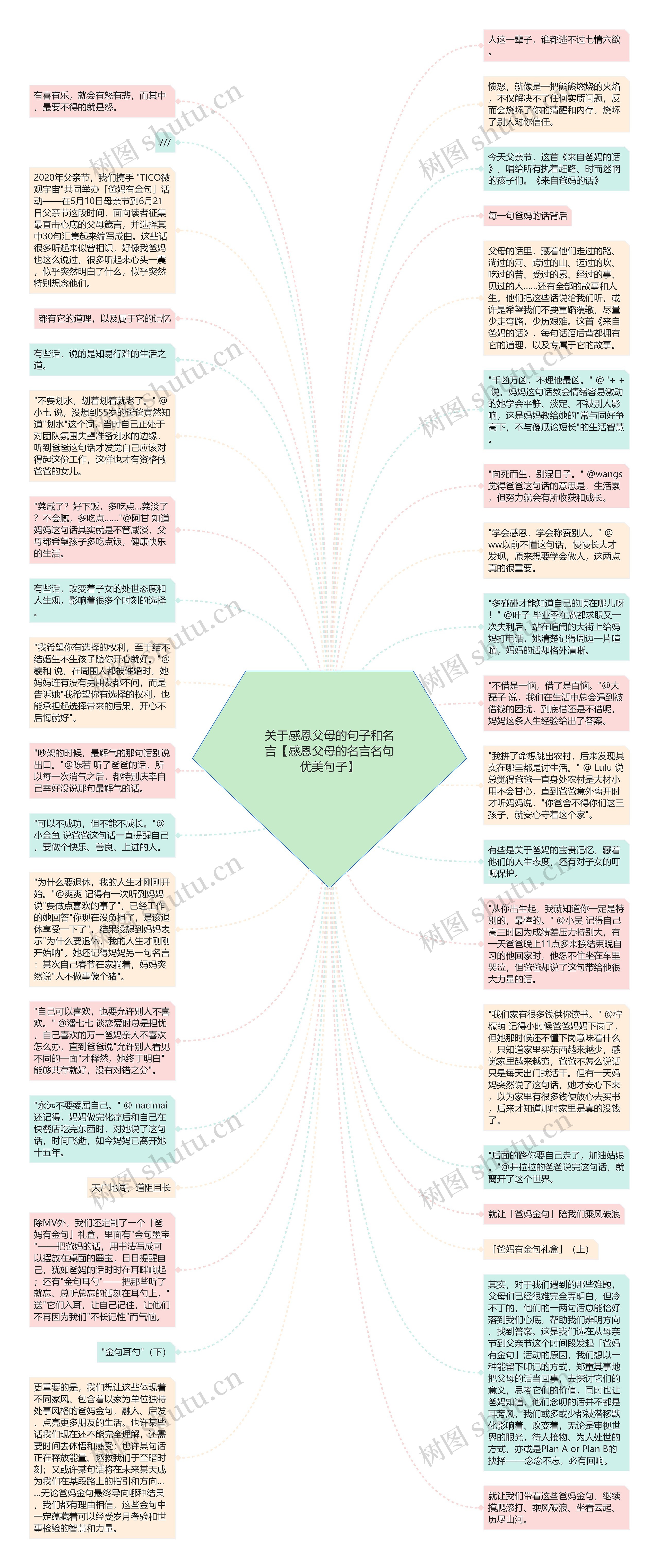 关于感恩父母的句子和名言【感恩父母的名言名句优美句子】思维导图