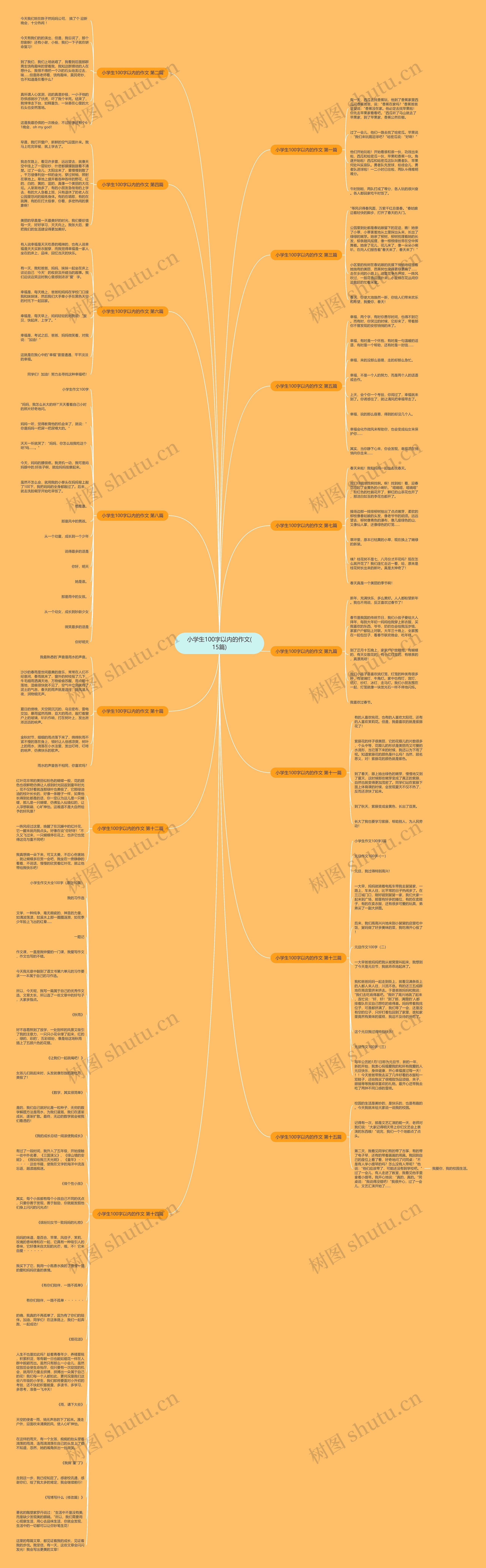 小学生100字以内的作文(15篇)思维导图