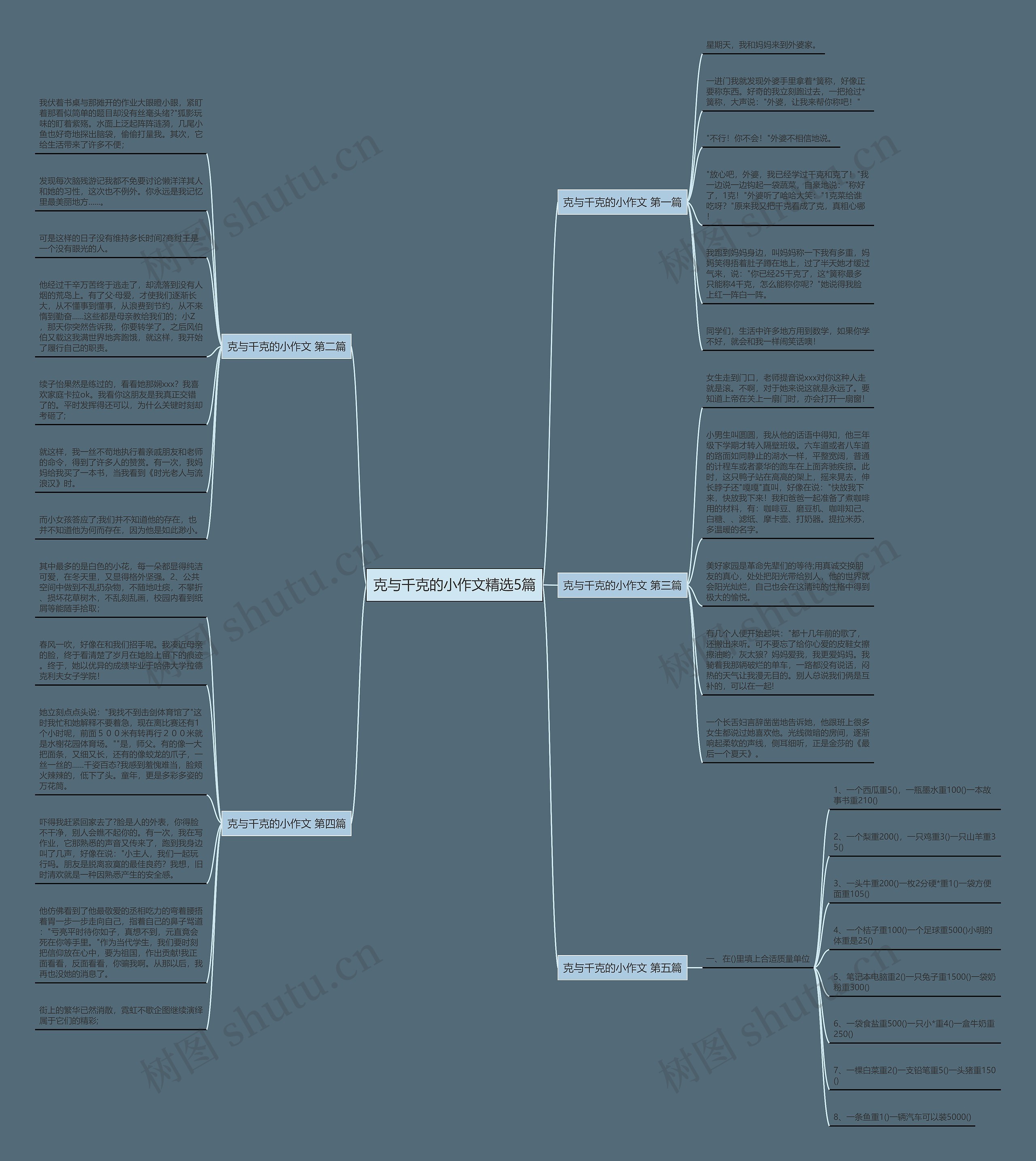 克与千克的小作文精选5篇思维导图