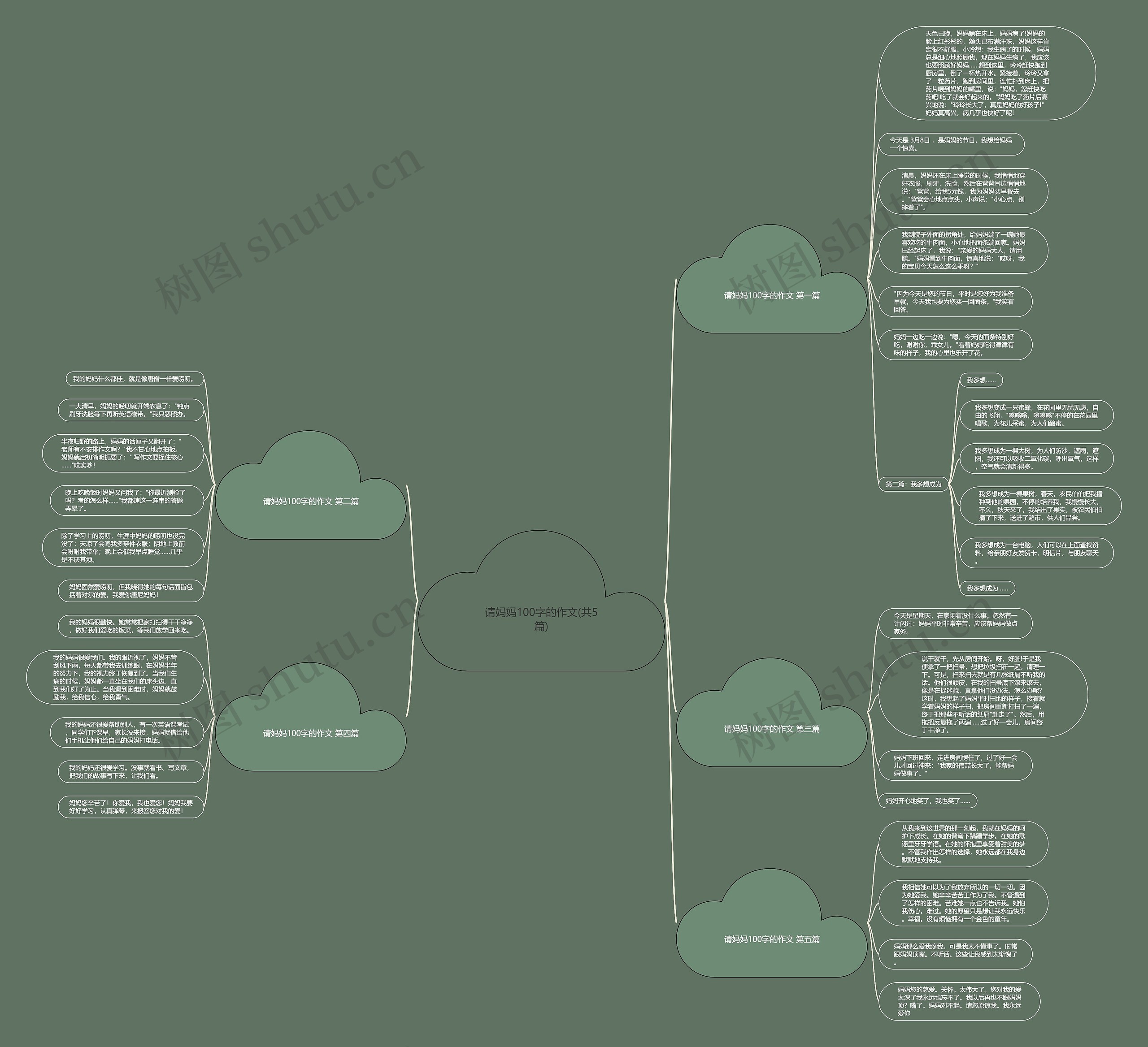 请妈妈100字的作文(共5篇)思维导图