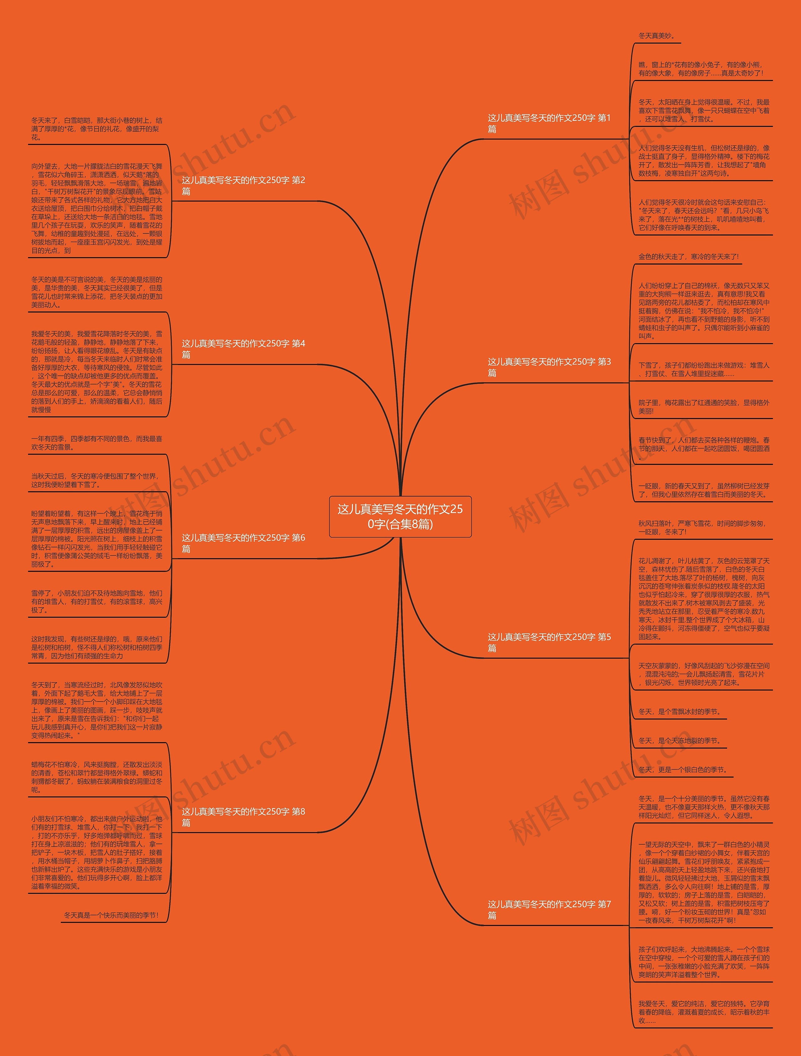 这儿真美写冬天的作文250字(合集8篇)思维导图