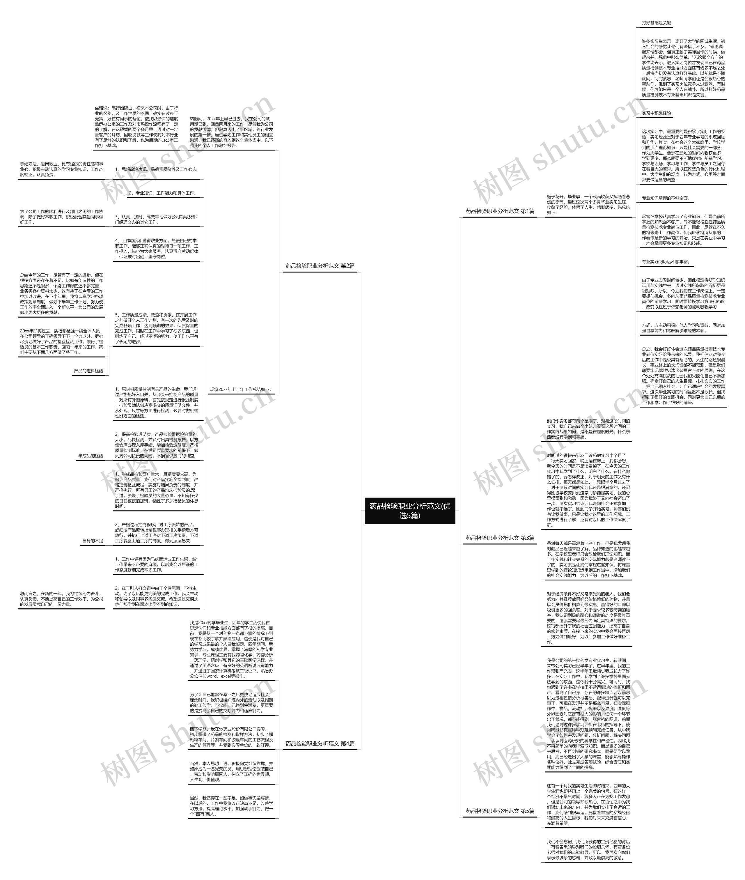 药品检验职业分析范文(优选5篇)思维导图