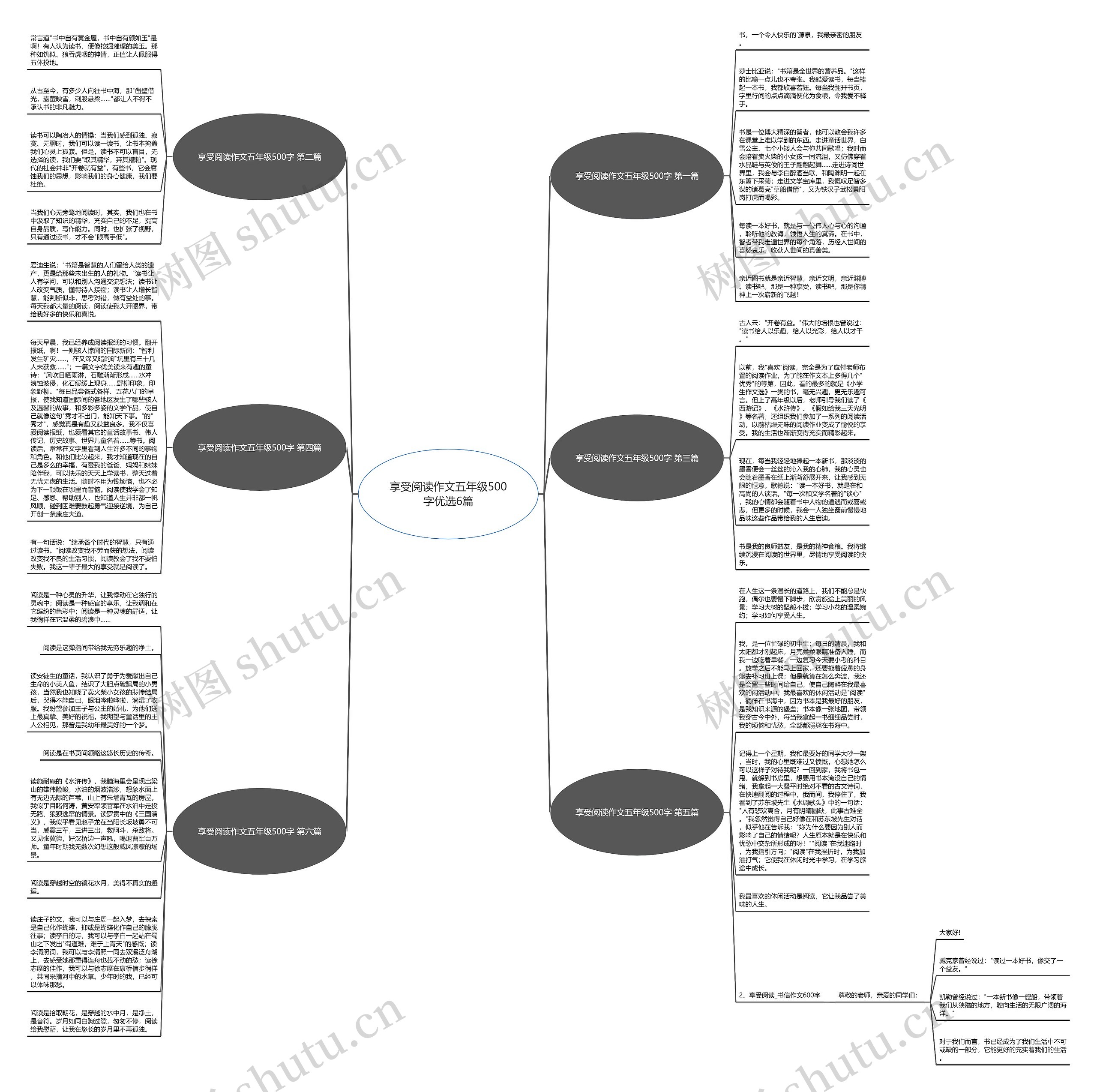 享受阅读作文五年级500字优选6篇思维导图