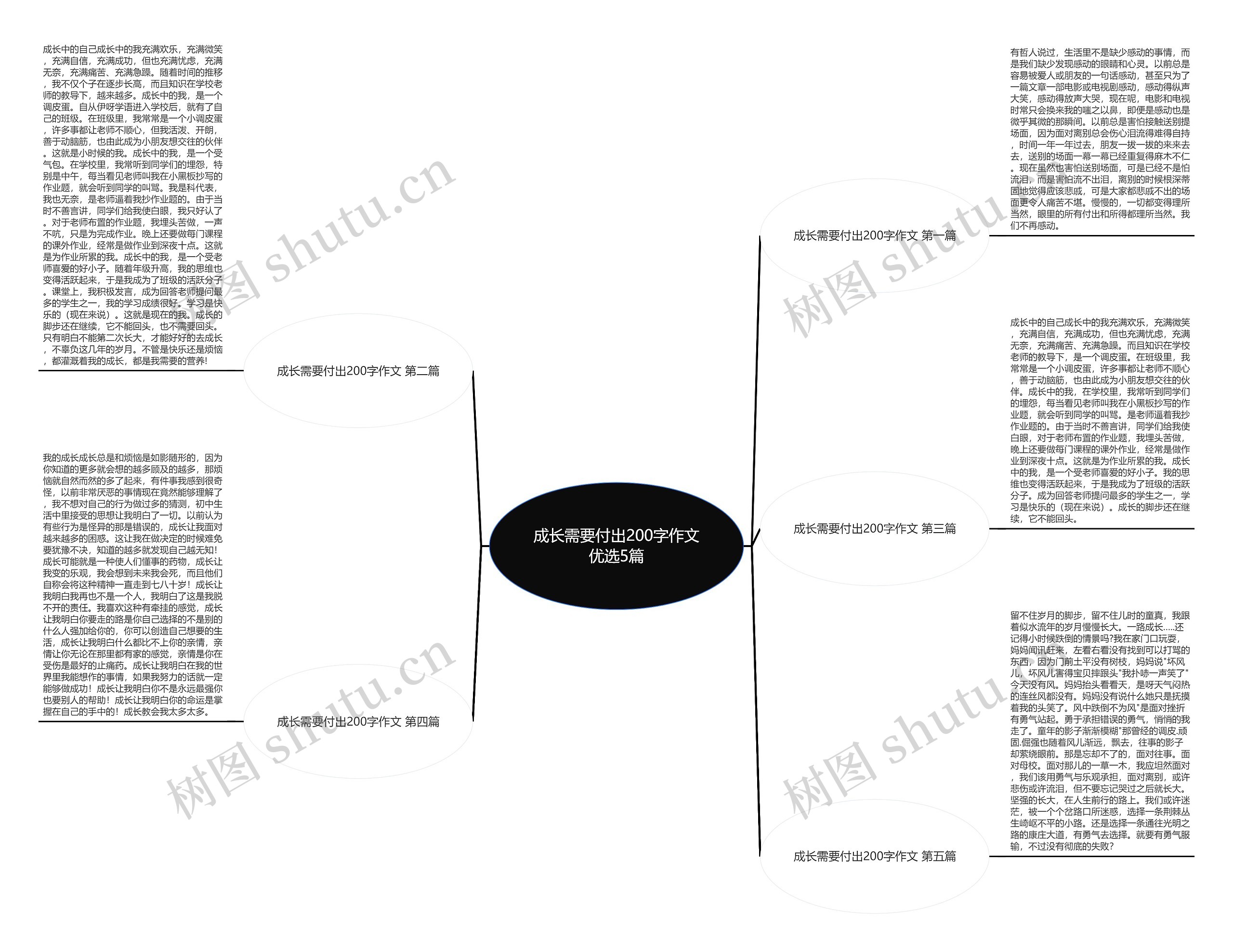 成长需要付出200字作文优选5篇思维导图