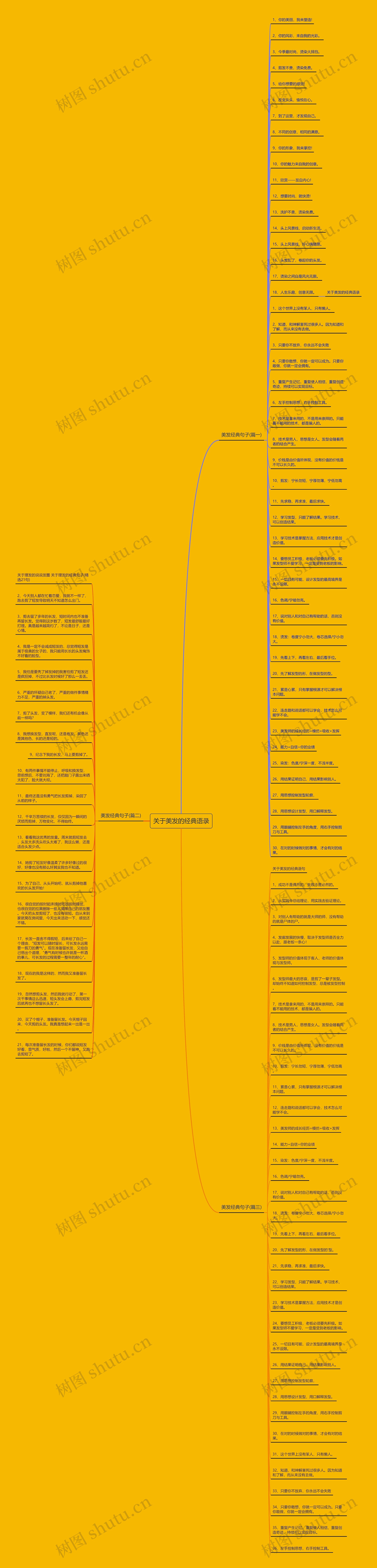 关于美发的经典语录思维导图